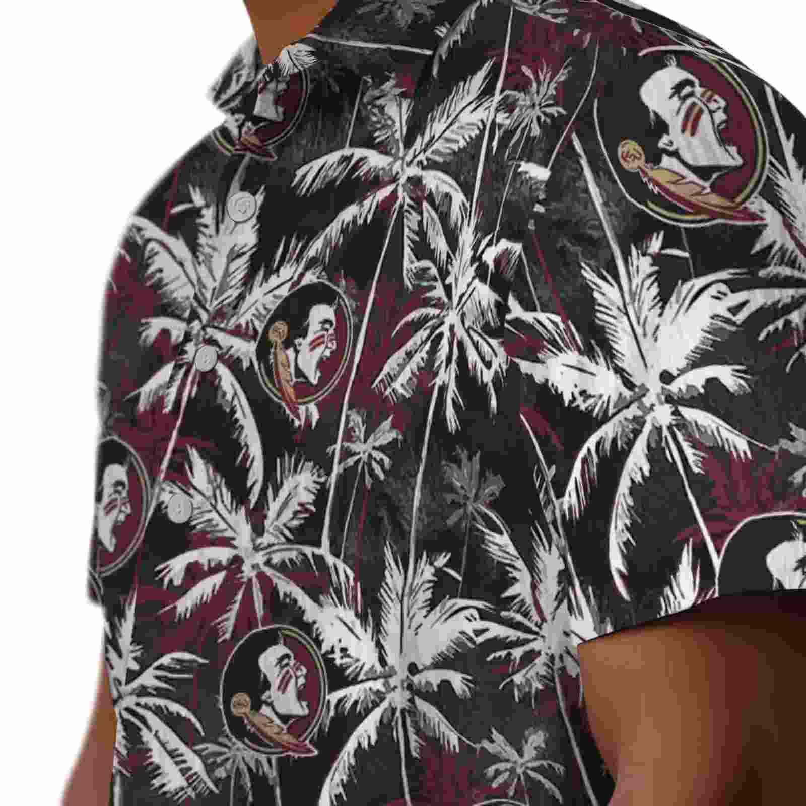 florida state seminoles palm pattern garnet black hawaiian shirt trendy