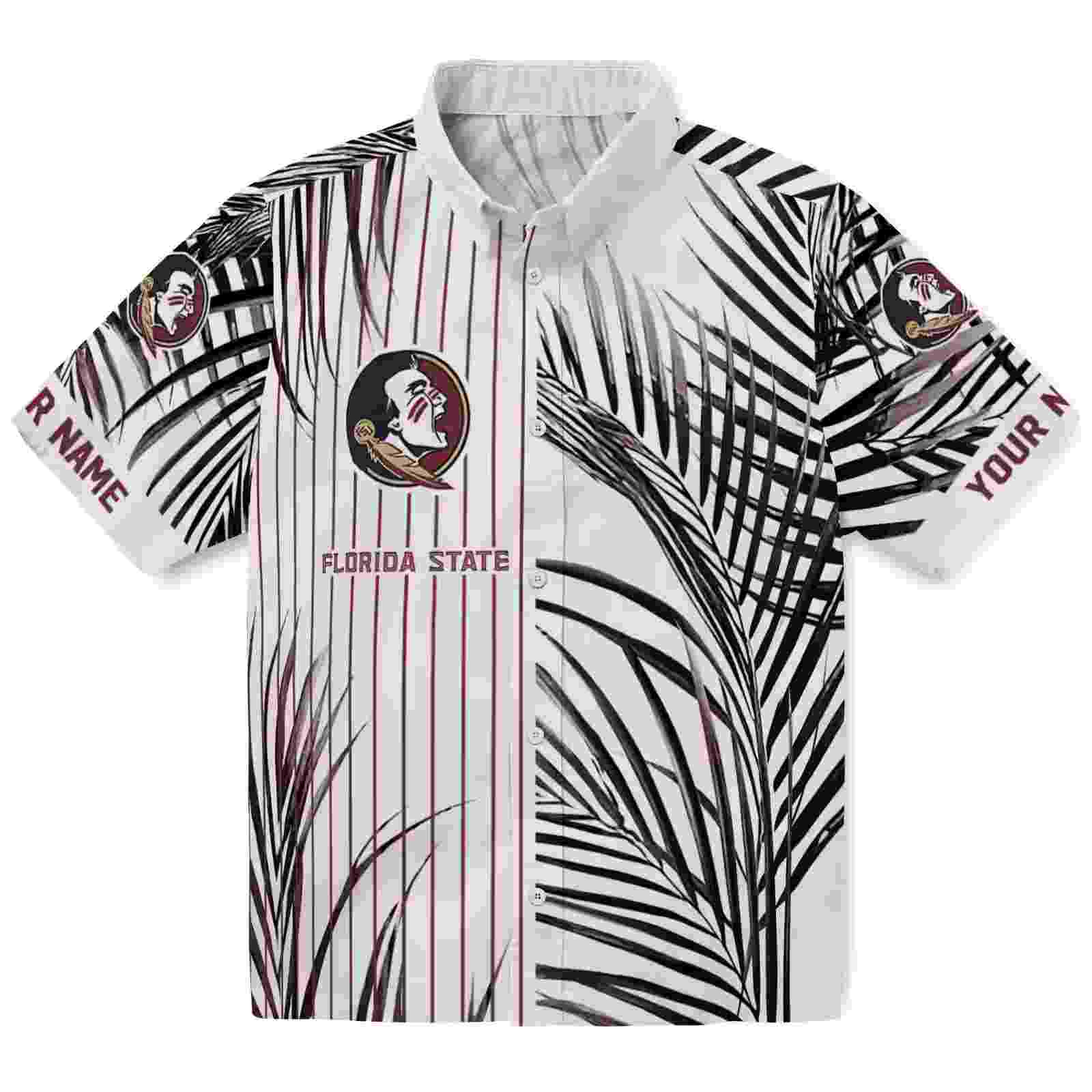 Florida State Seminoles Palm Stripes Garnet Black White Hawaiian Shirt