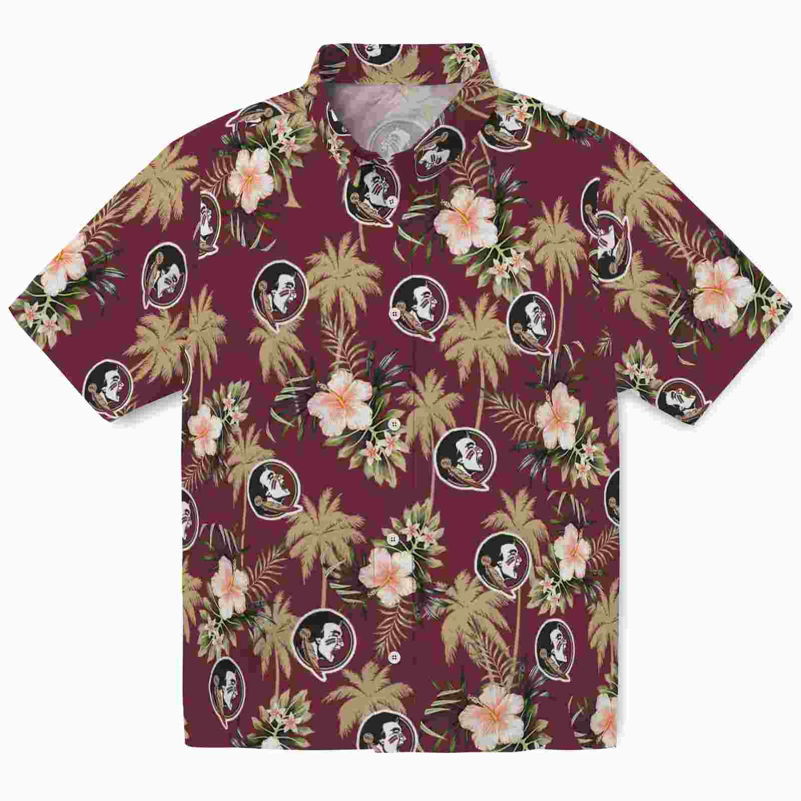 Florida State Seminoles Palm Tree Flower Garnet Hawaiian Shirt