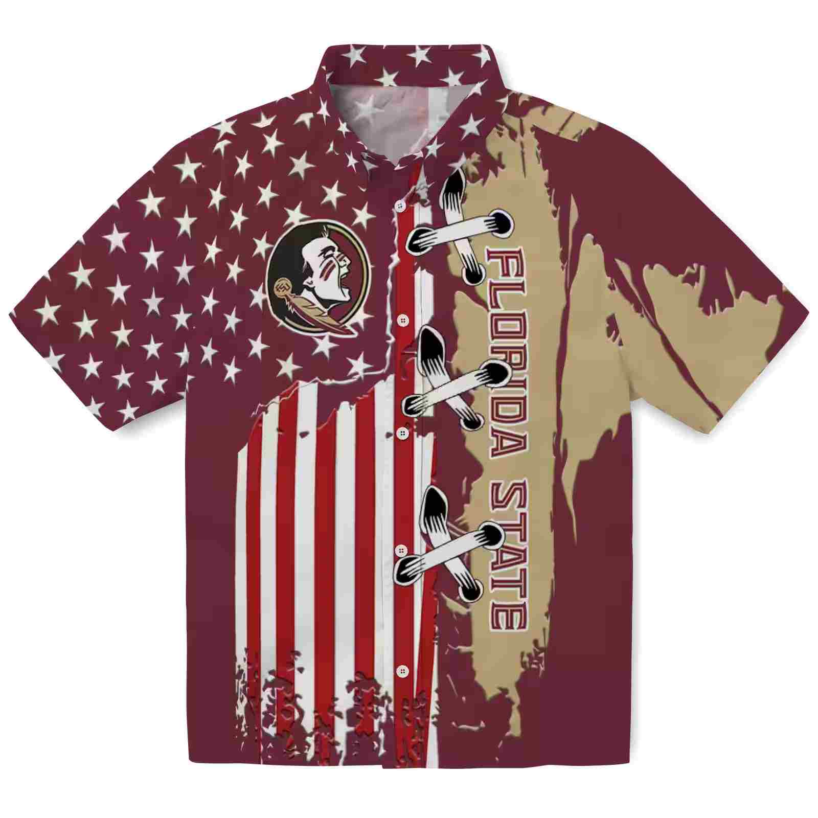 Florida State Seminoles Stitched Flag Garnet Hawaiian Shirt