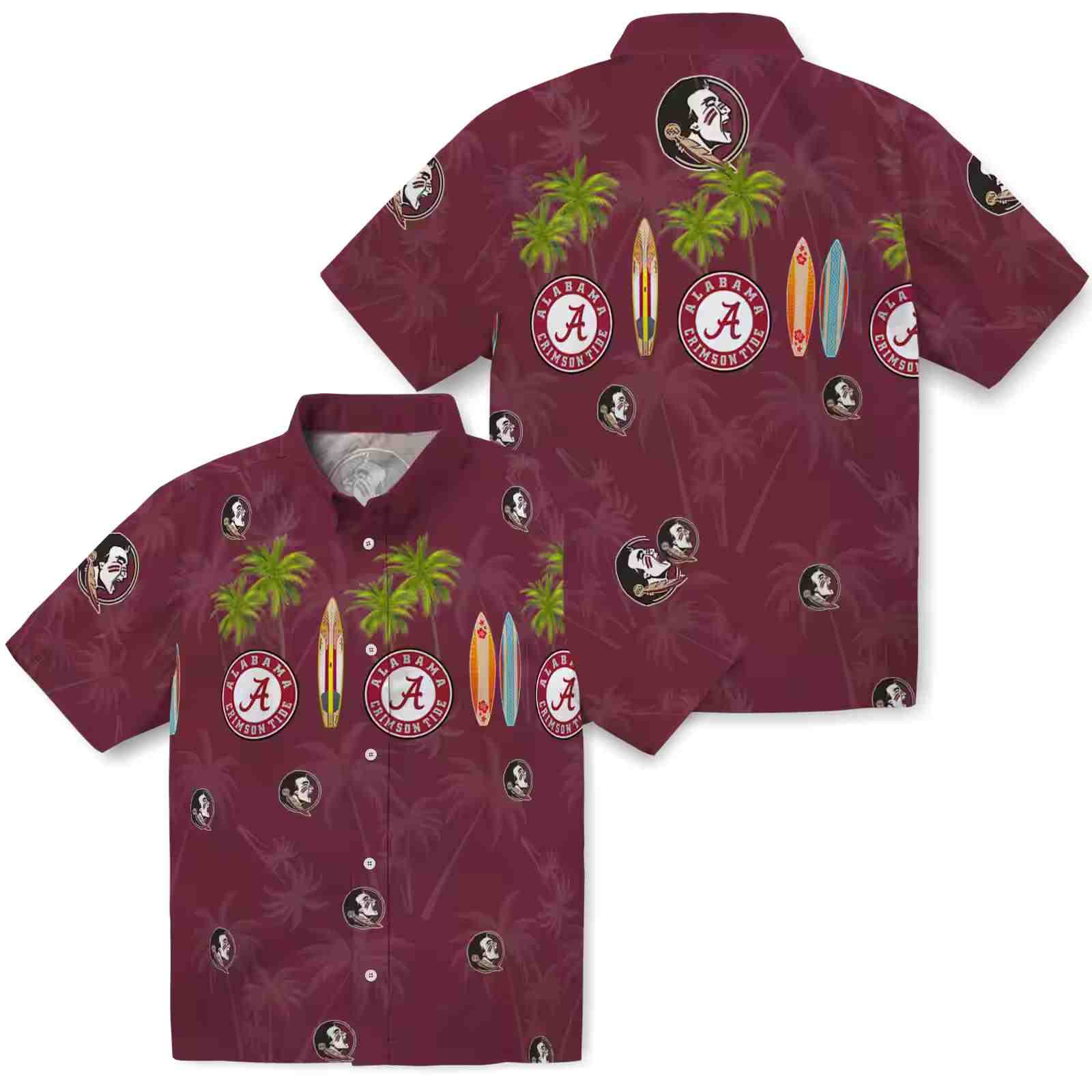 florida state seminoles surfboard palm garnet hawaiian shirt high quality