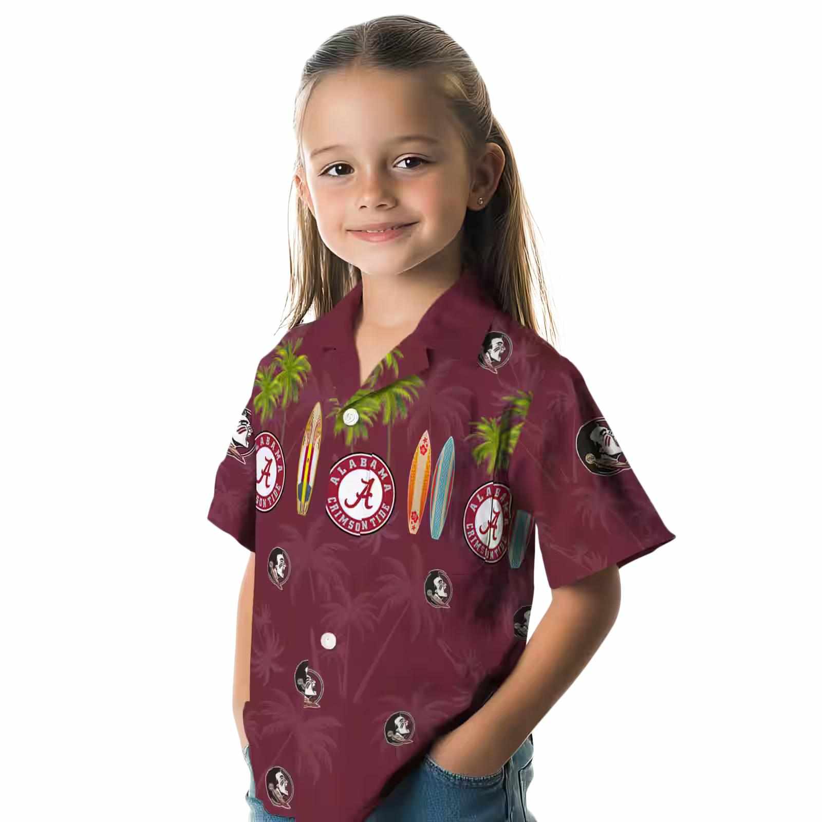 florida state seminoles surfboard palm garnet hawaiian shirt premium grade