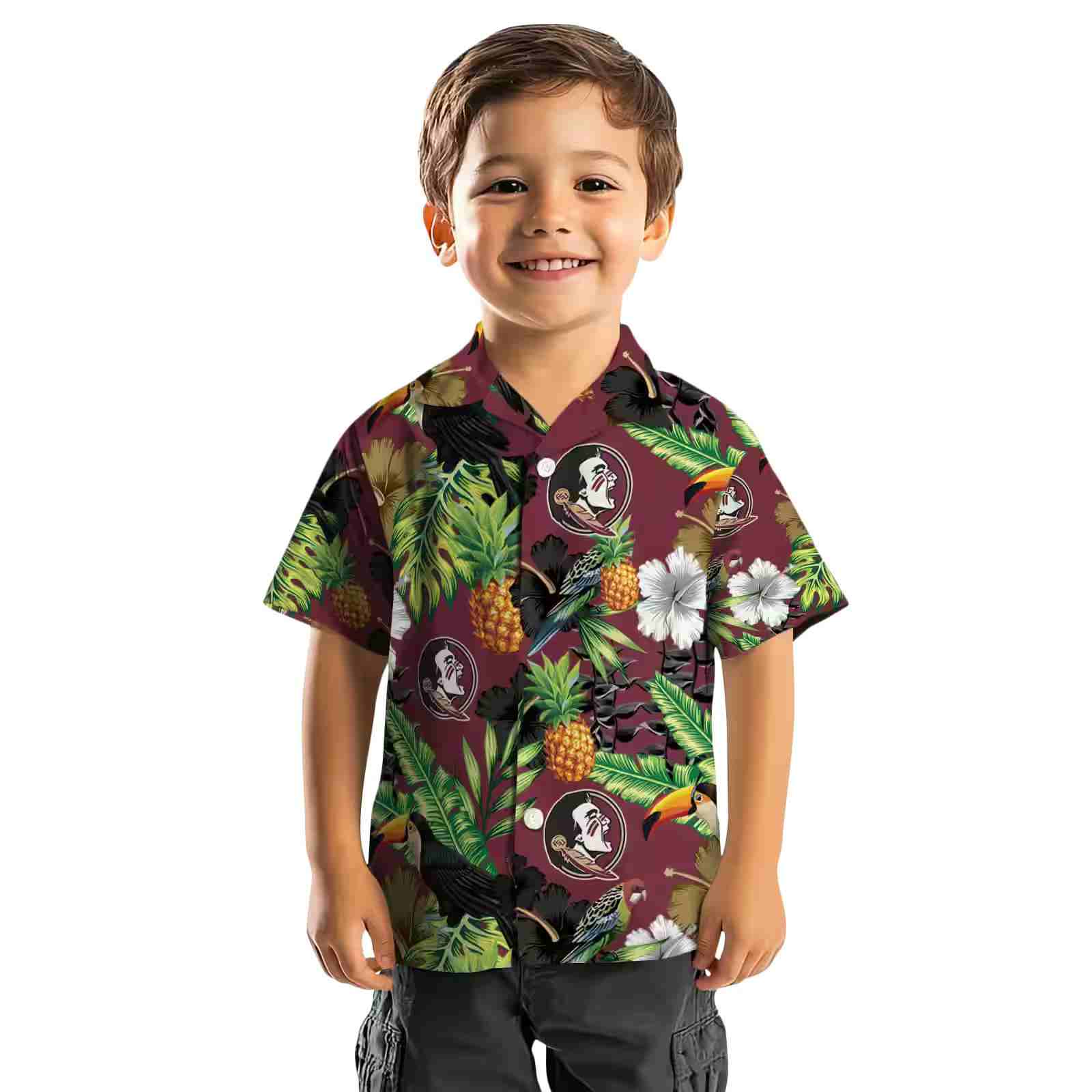 florida state seminoles toucan hibiscus pineapple garnet green hawaiian shirt top rated