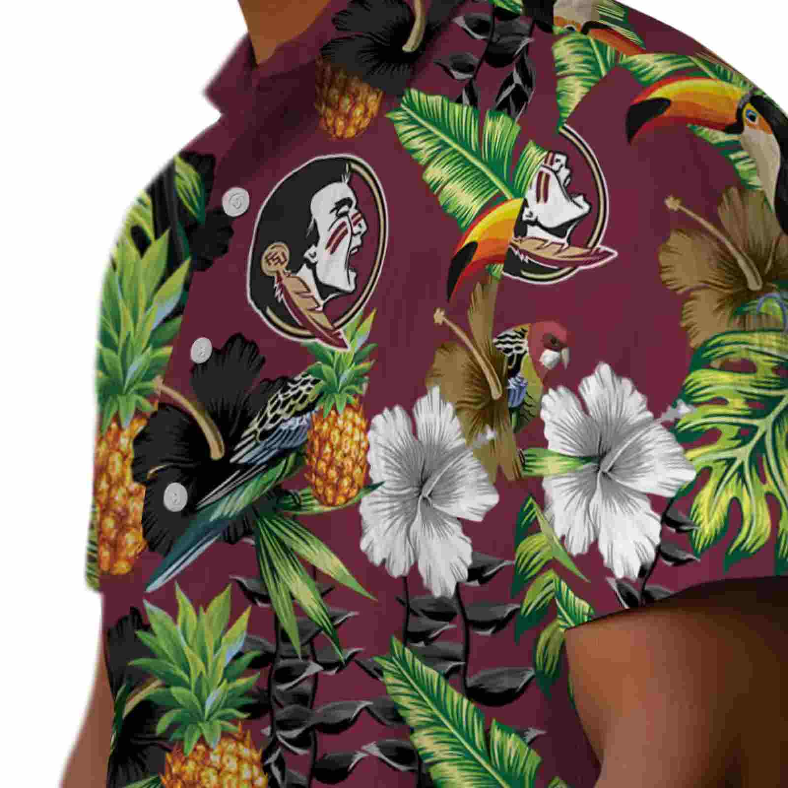 florida state seminoles toucan hibiscus pineapple garnet green hawaiian shirt trendy