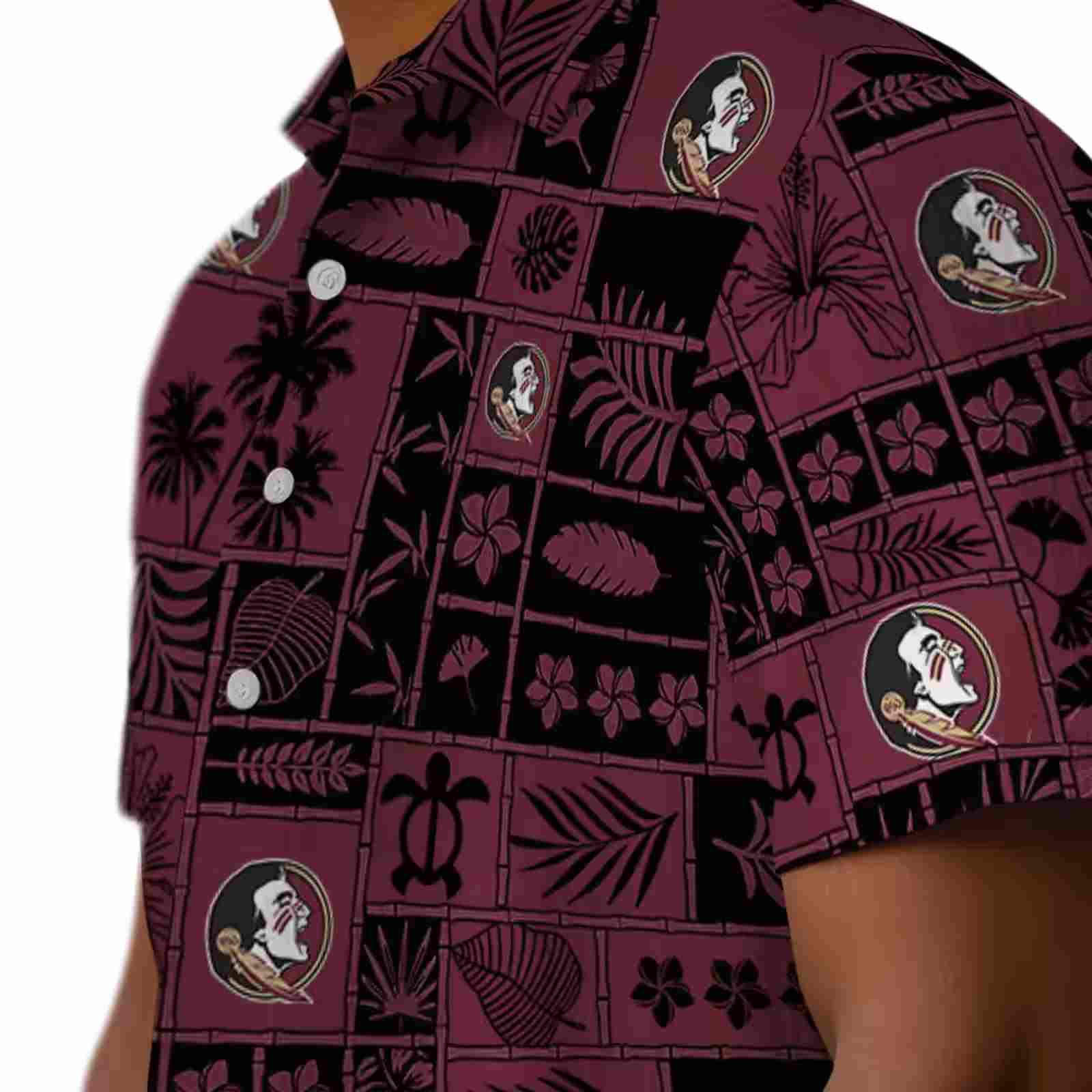 florida state seminoles tropical patchwork garnet black hawaiian shirt trendy