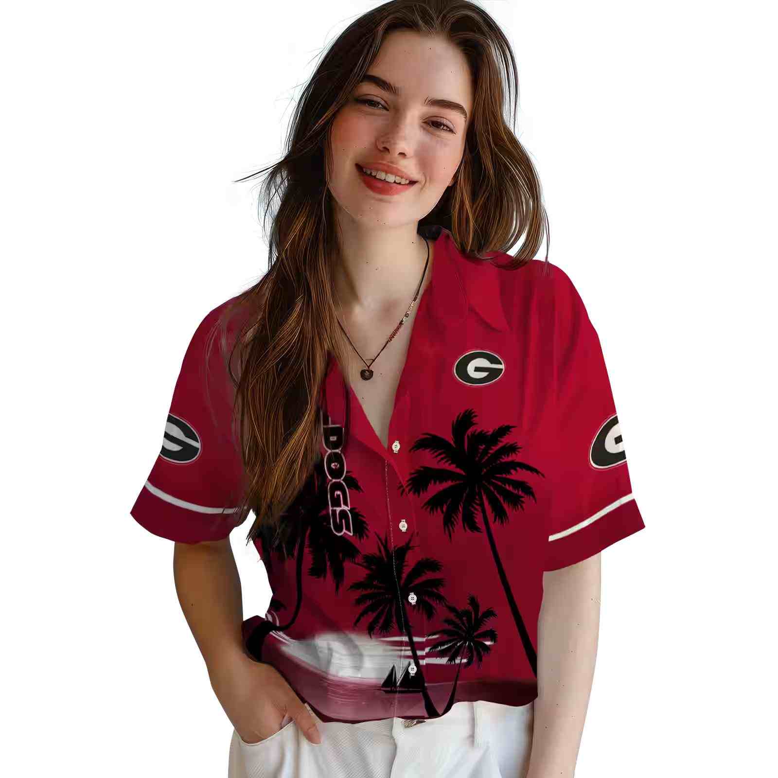 georgia bulldogs beach sunset red black hawaiian shirt latest model