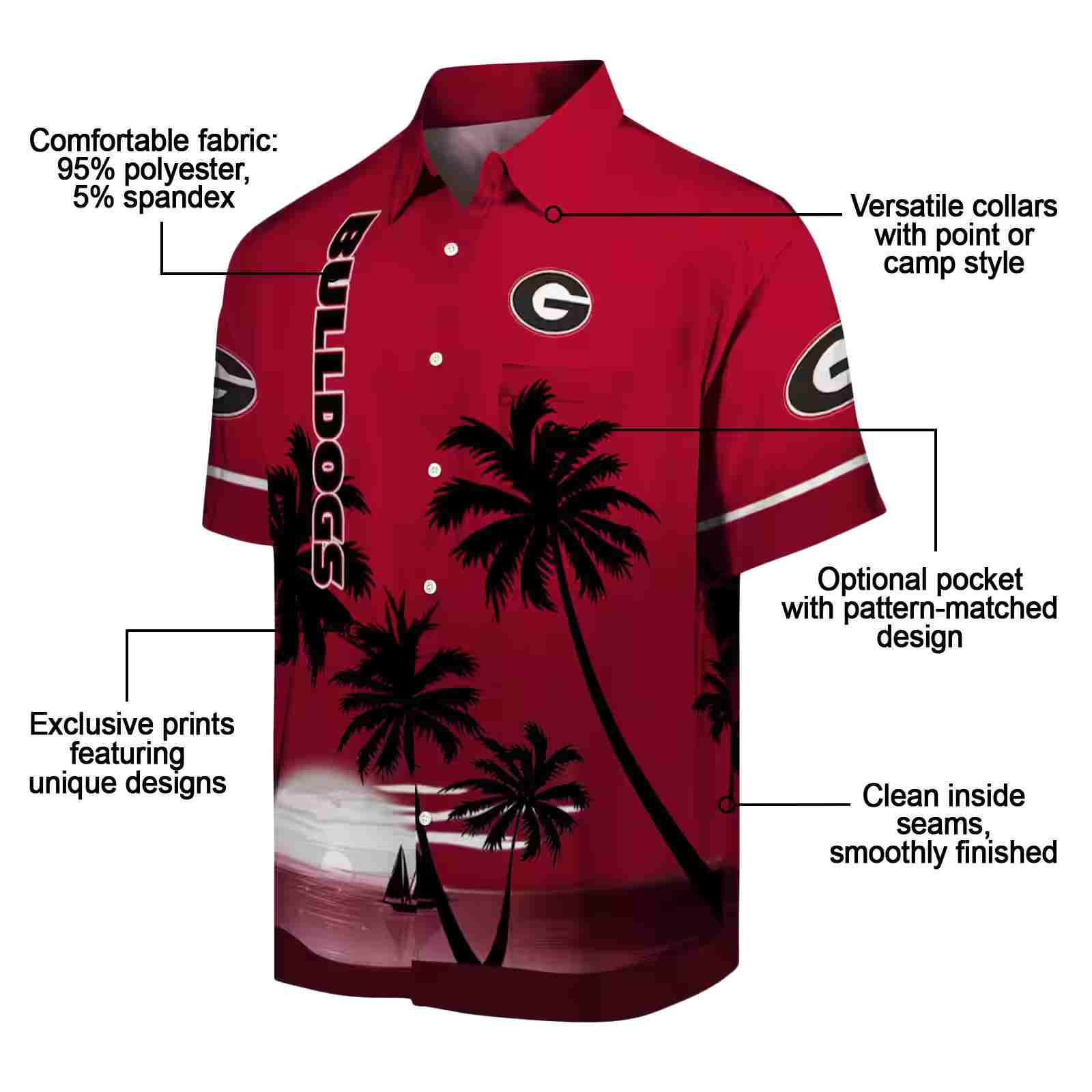 georgia bulldogs beach sunset red black hawaiian shirt new arrival