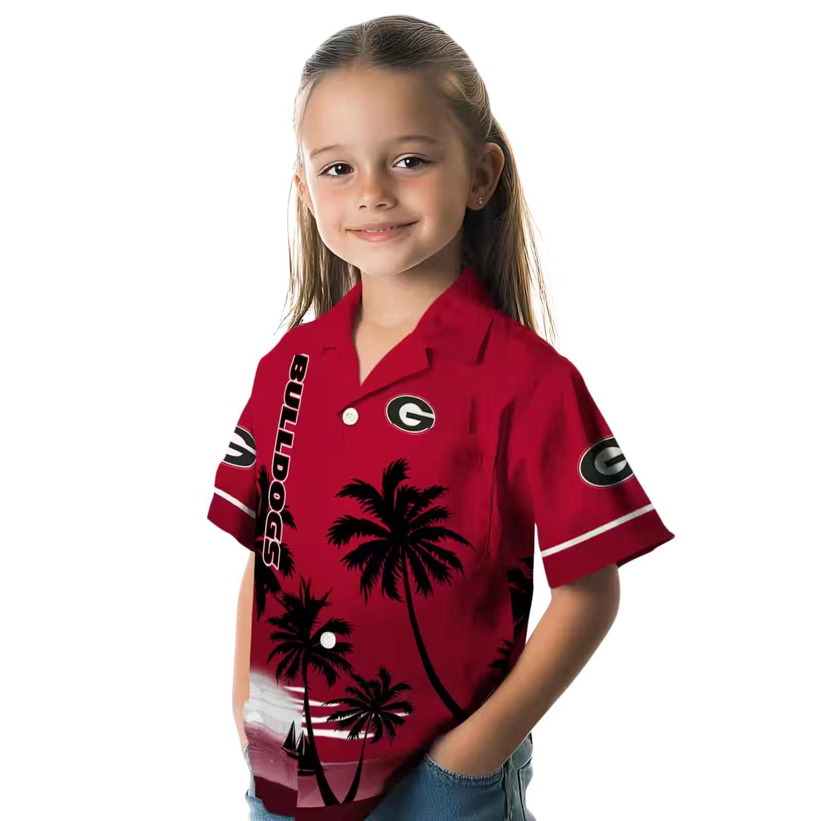 georgia bulldogs beach sunset red black hawaiian shirt premium grade