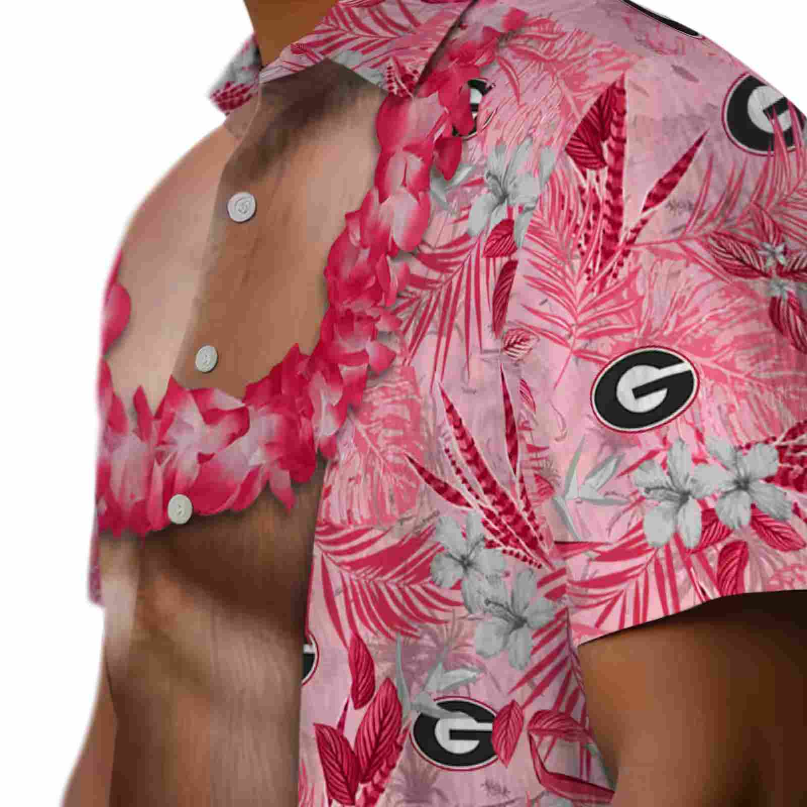 georgia bulldogs chest illusion red hawaiian shirt trendy