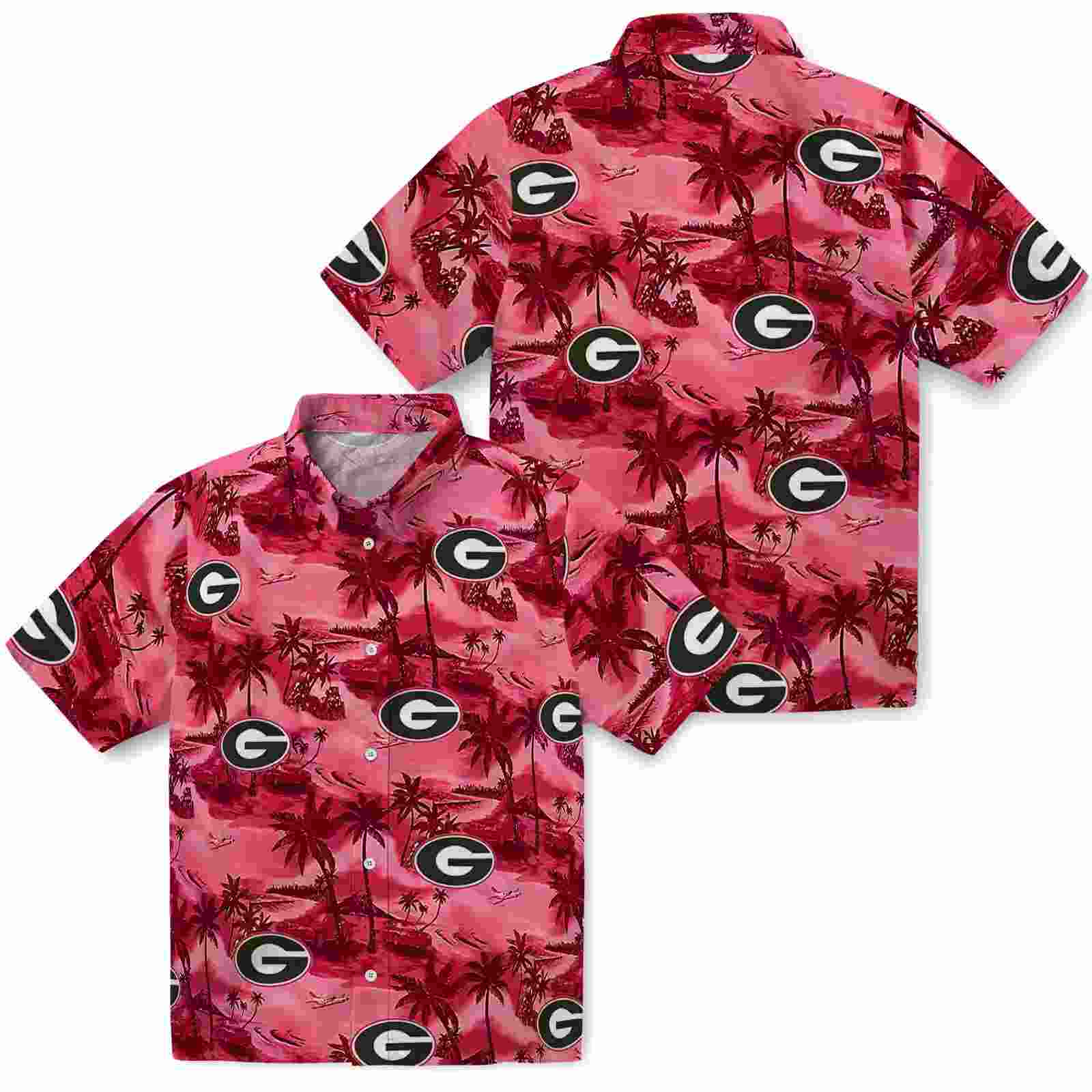 georgia bulldogs coastal palms red hawaiian shirt high quality