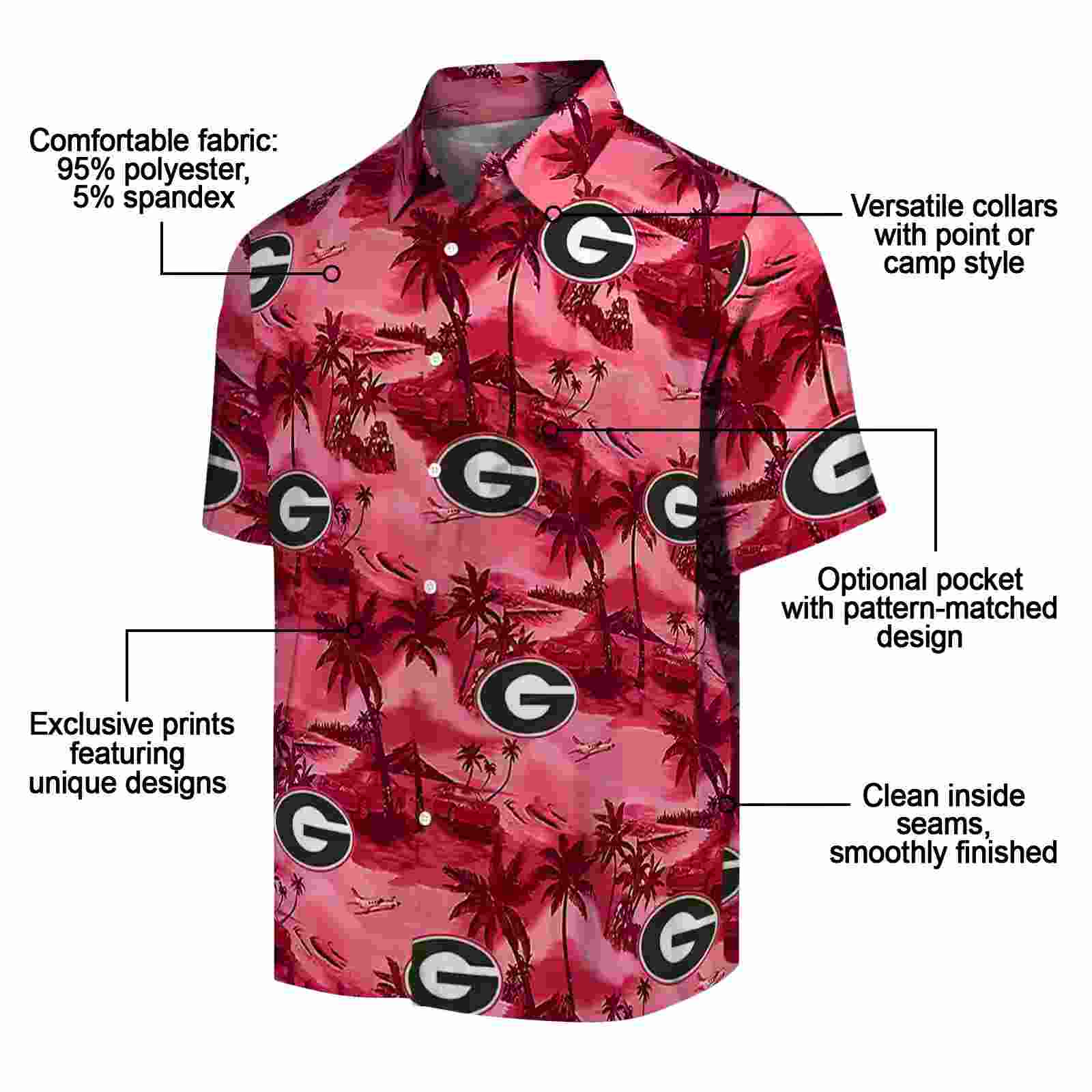 georgia bulldogs coastal palms red hawaiian shirt new arrival