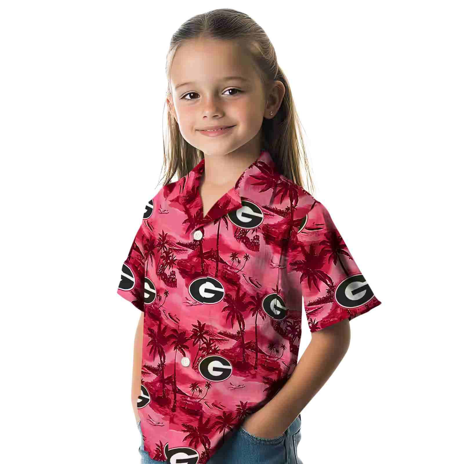 georgia bulldogs coastal palms red hawaiian shirt premium grade