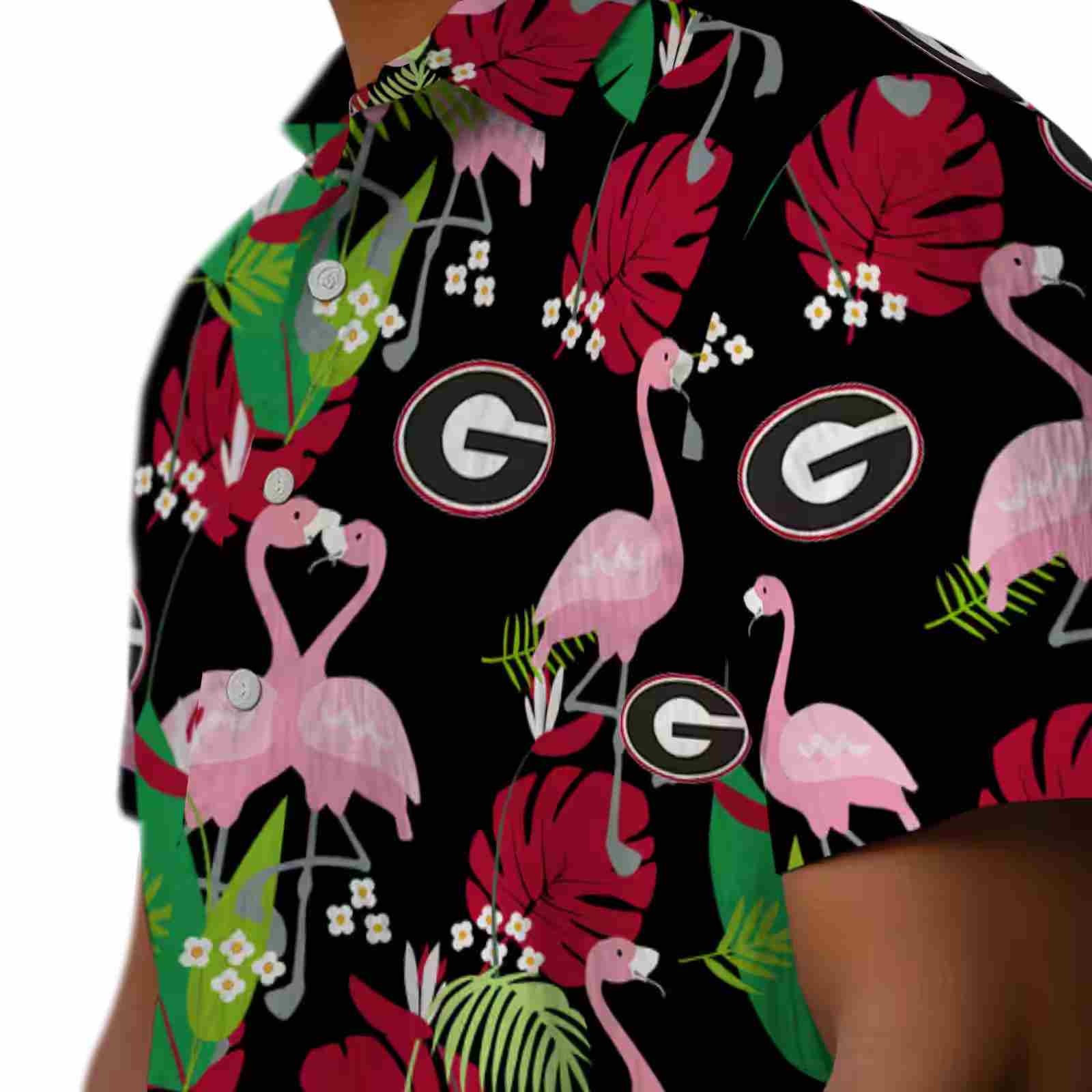 georgia bulldogs flamingo foliage red green hawaiian shirt trendy