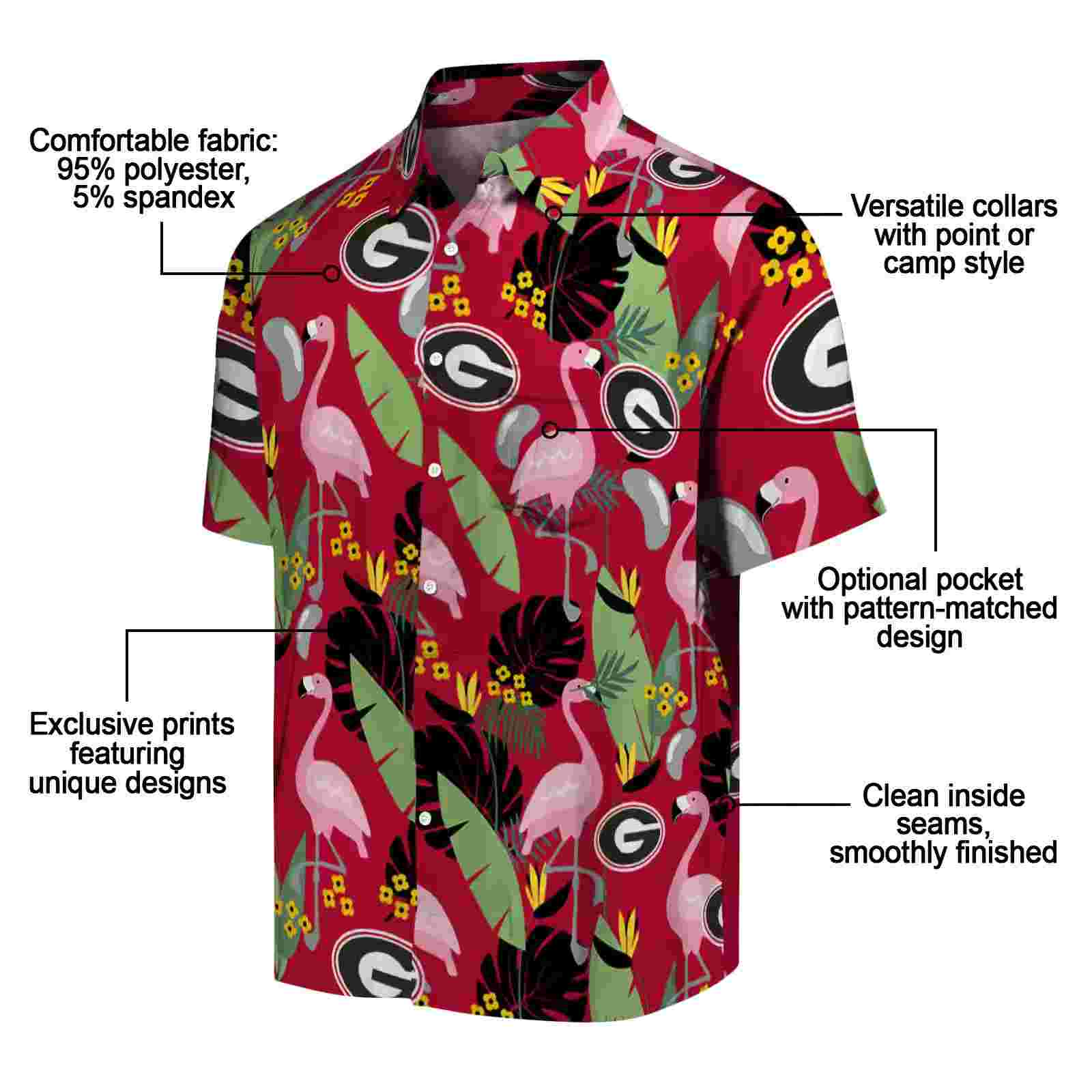 georgia bulldogs flamingo leaves red hawaiian shirt new arrival