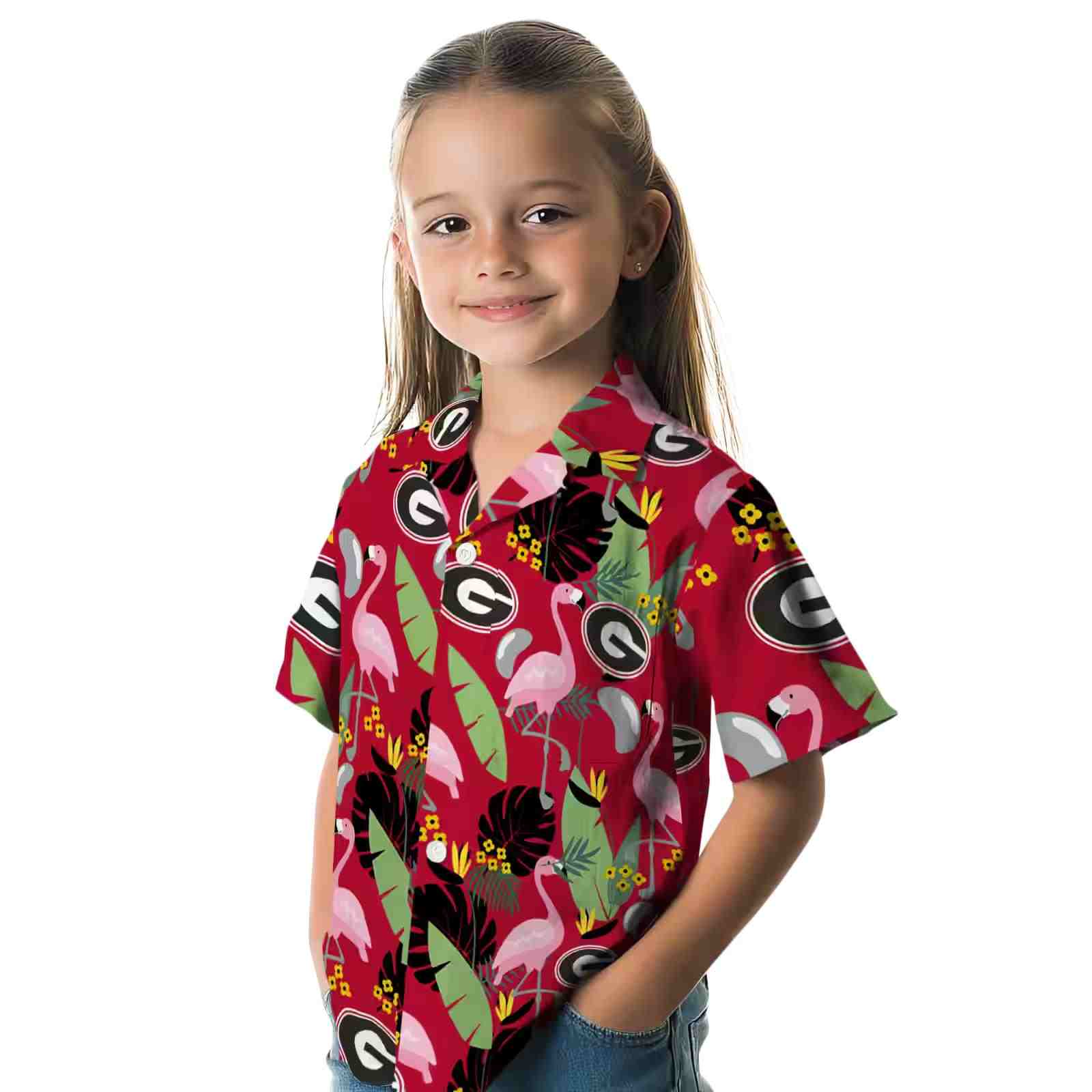 georgia bulldogs flamingo leaves red hawaiian shirt premium grade