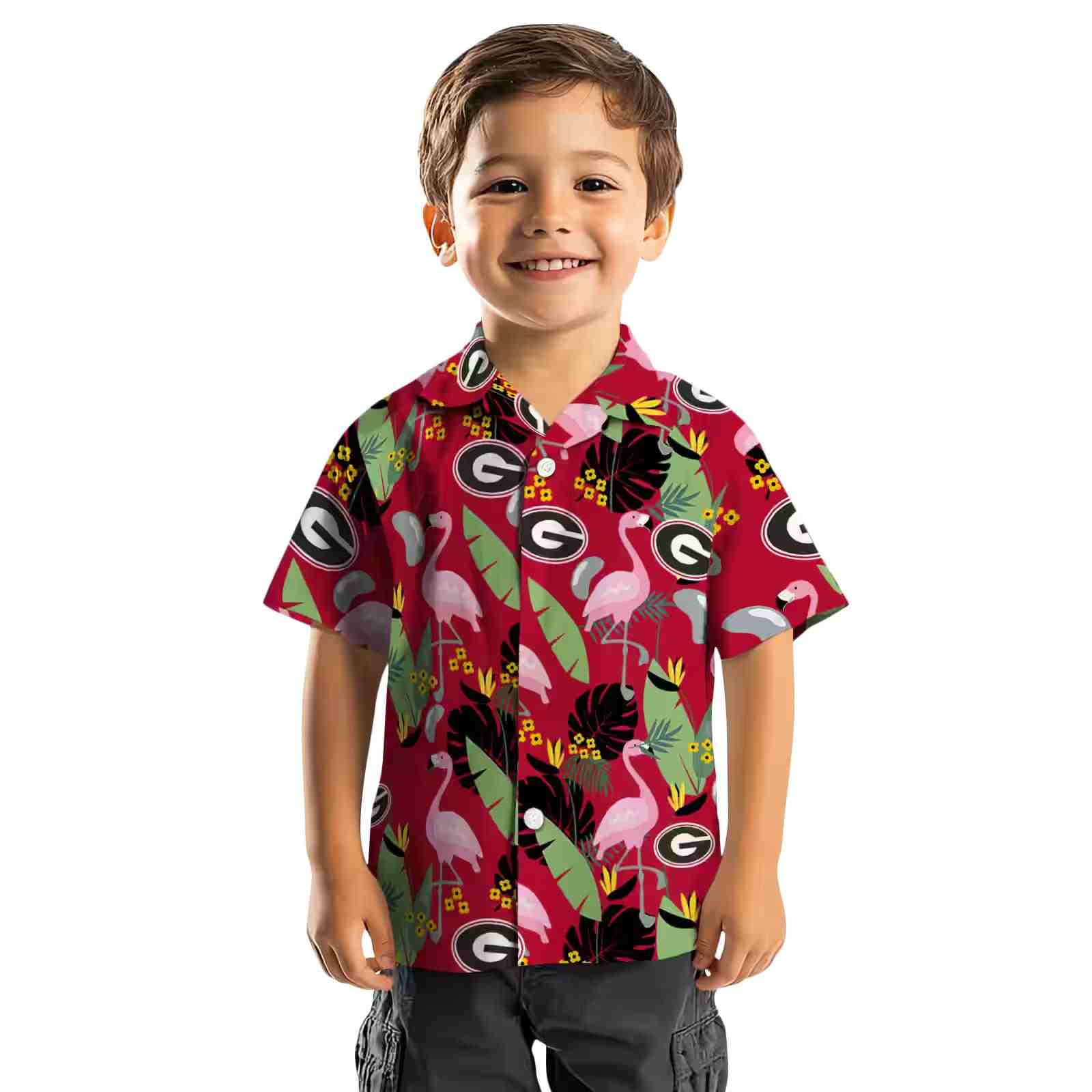 georgia bulldogs flamingo leaves red hawaiian shirt top rated