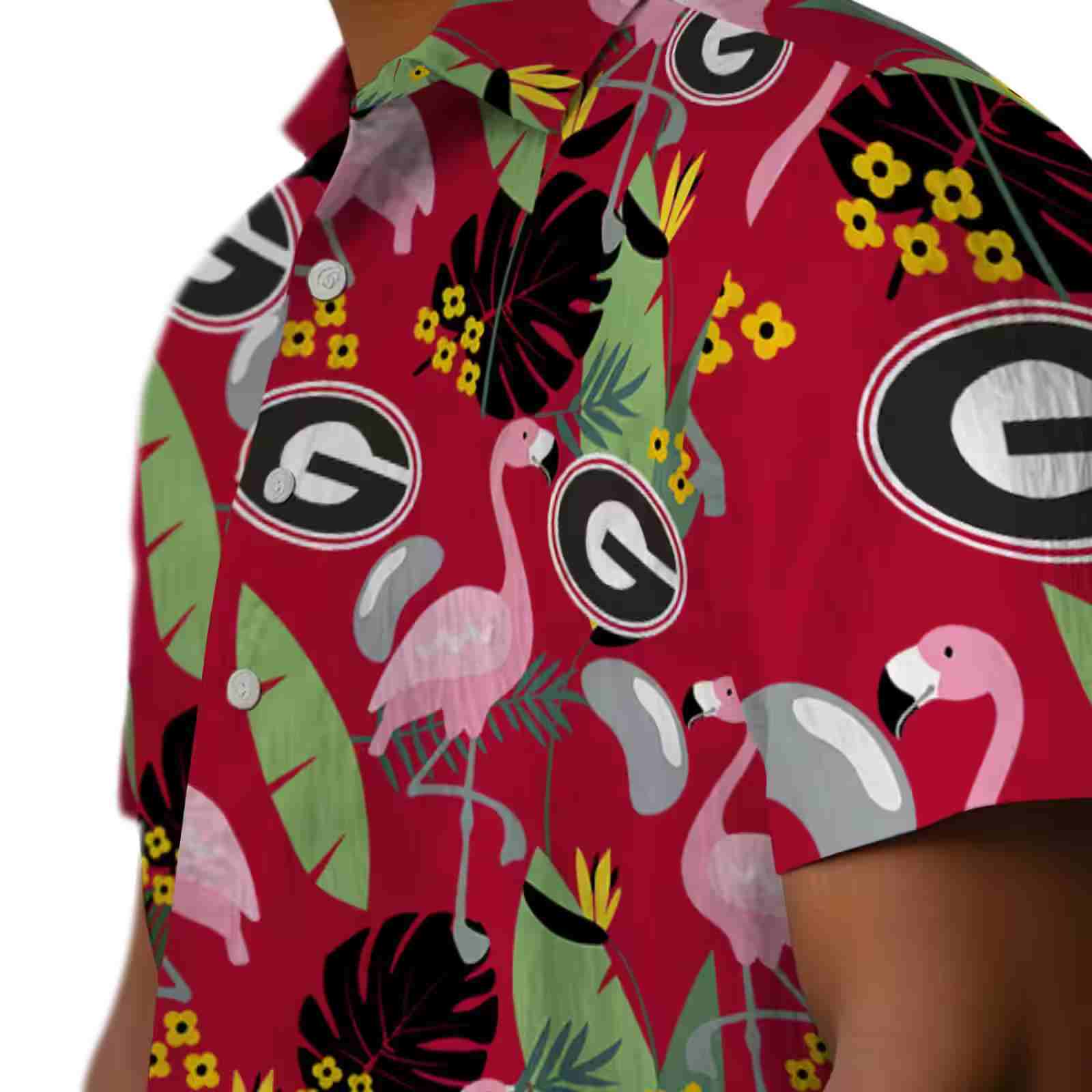 georgia bulldogs flamingo leaves red hawaiian shirt trendy