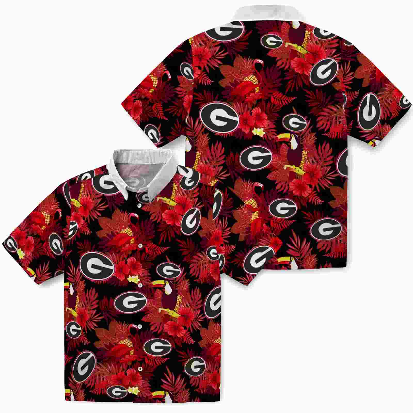 georgia bulldogs floral toucan red hawaiian shirt high quality