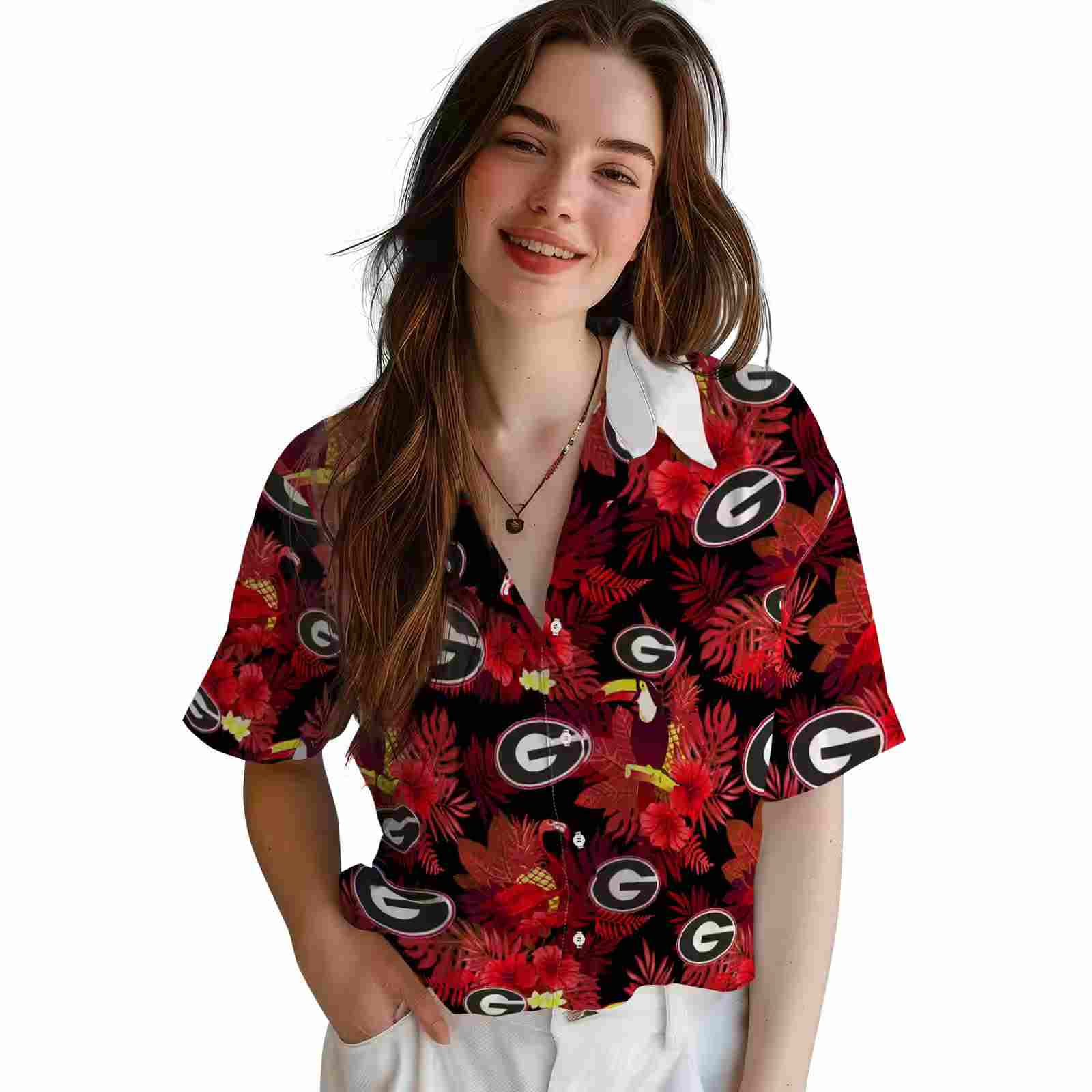 georgia bulldogs floral toucan red hawaiian shirt latest model