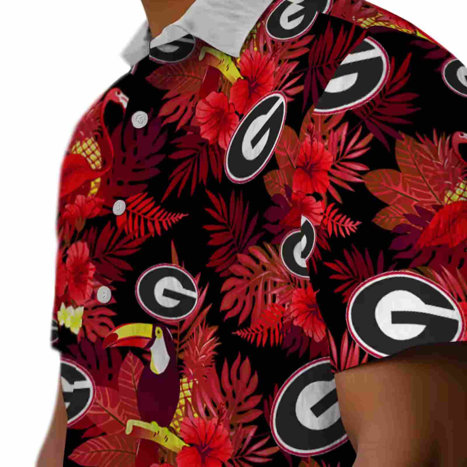 georgia bulldogs floral toucan red hawaiian shirt trendy