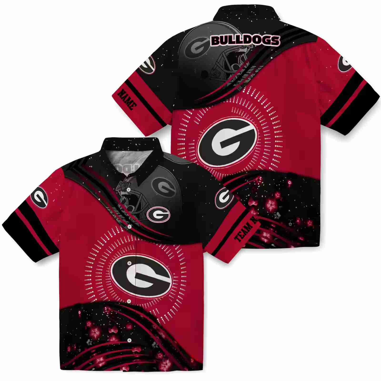 georgia bulldogs football wave red black hawaiian shirt high quality