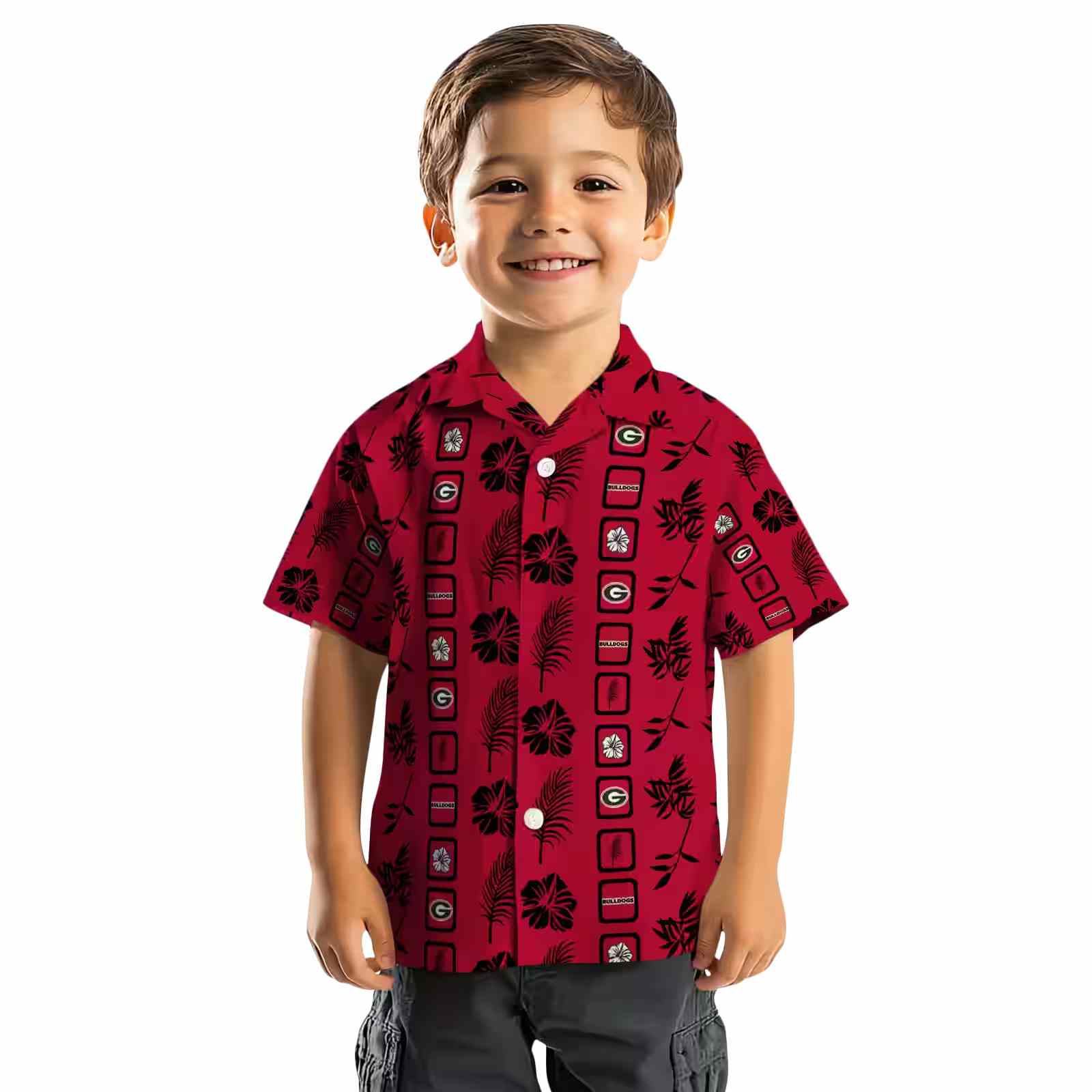 georgia bulldogs framed floral red hawaiian shirt top rated