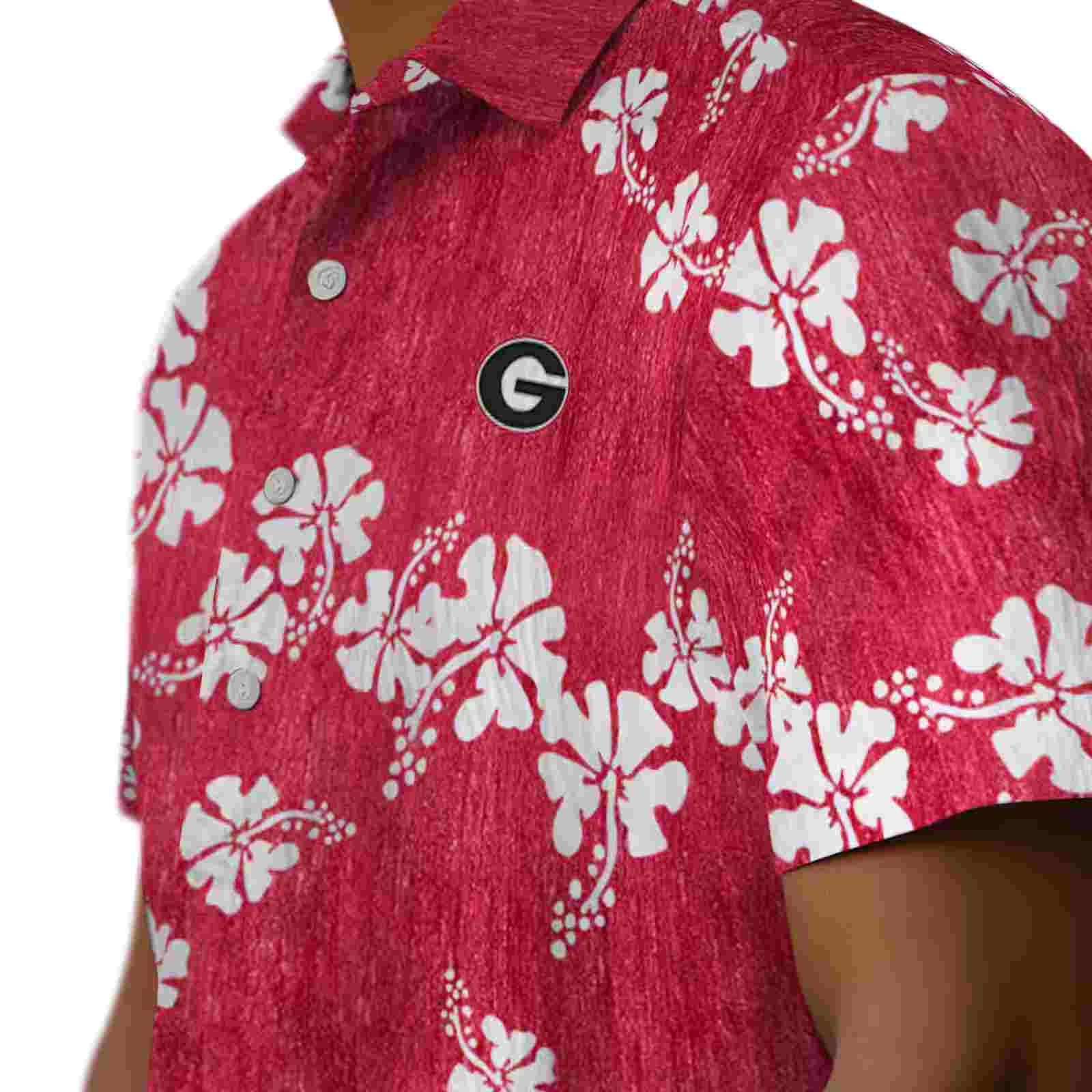 georgia bulldogs hibiscus clusters red hawaiian shirt trendy