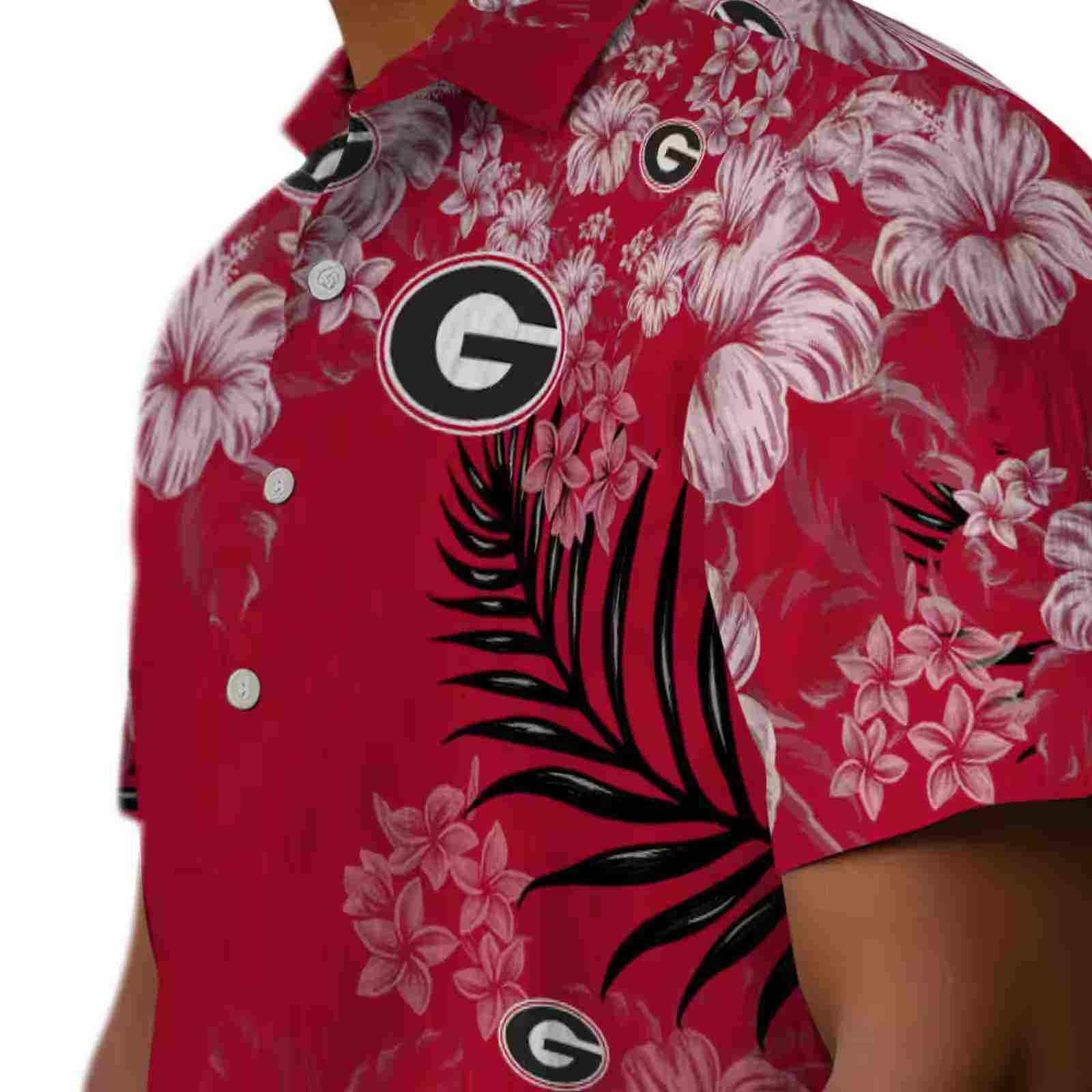 georgia bulldogs hibiscus print red hawaiian shirt trendy