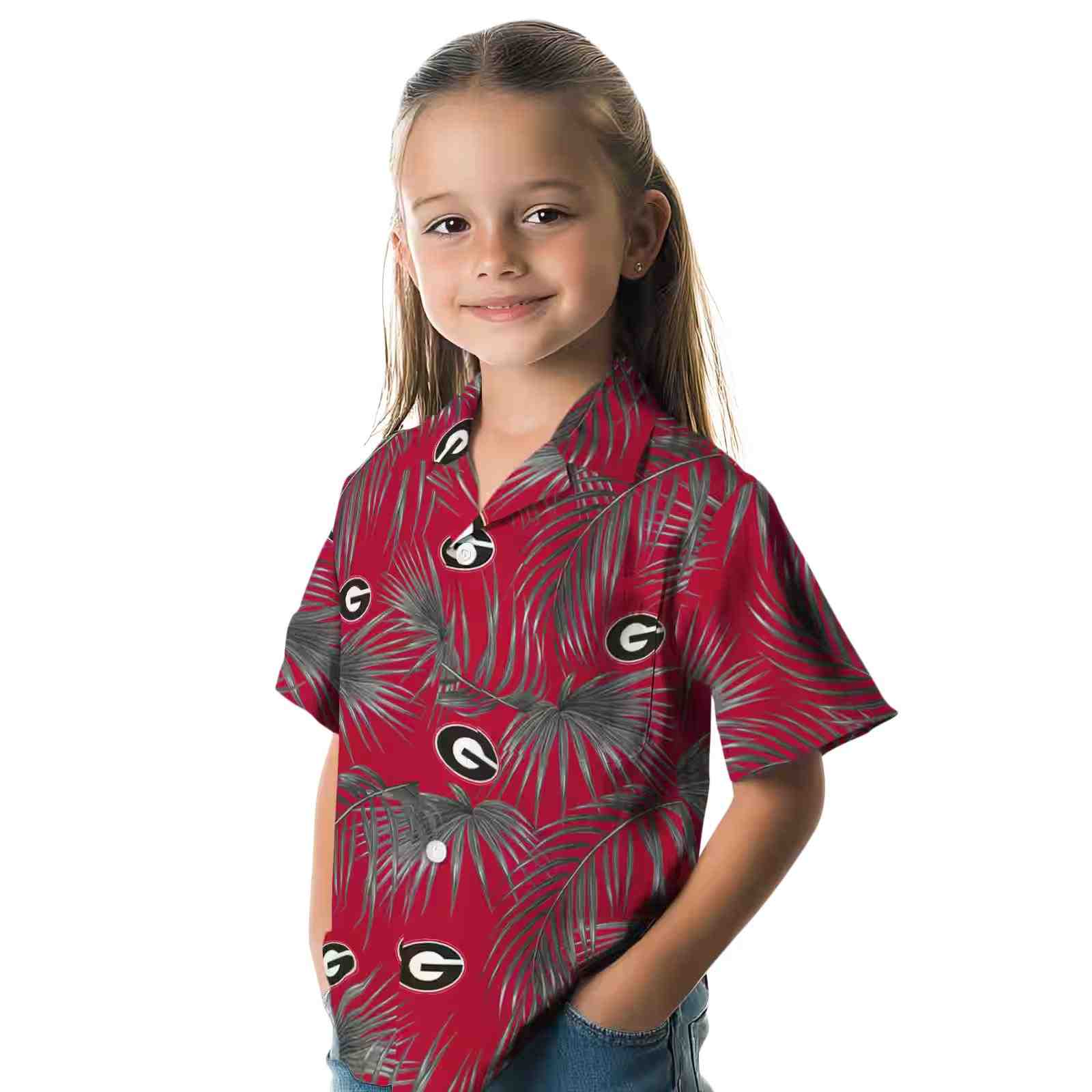 georgia bulldogs leafy palms red hawaiian shirt premium grade