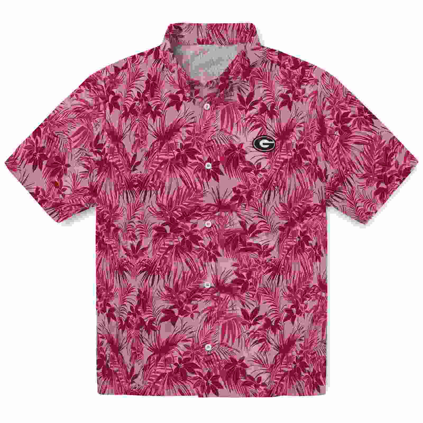 Georgia Bulldogs Leafy Pattern Red Hawaiian Shirt