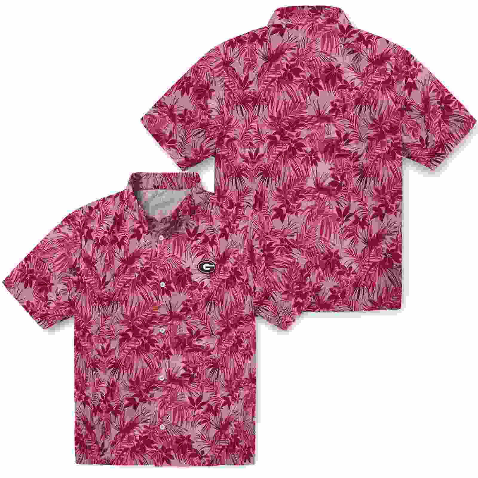 georgia bulldogs leafy pattern red hawaiian shirt high quality