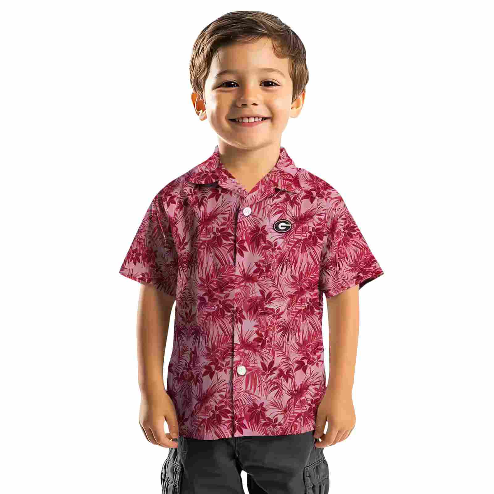 georgia bulldogs leafy pattern red hawaiian shirt top rated