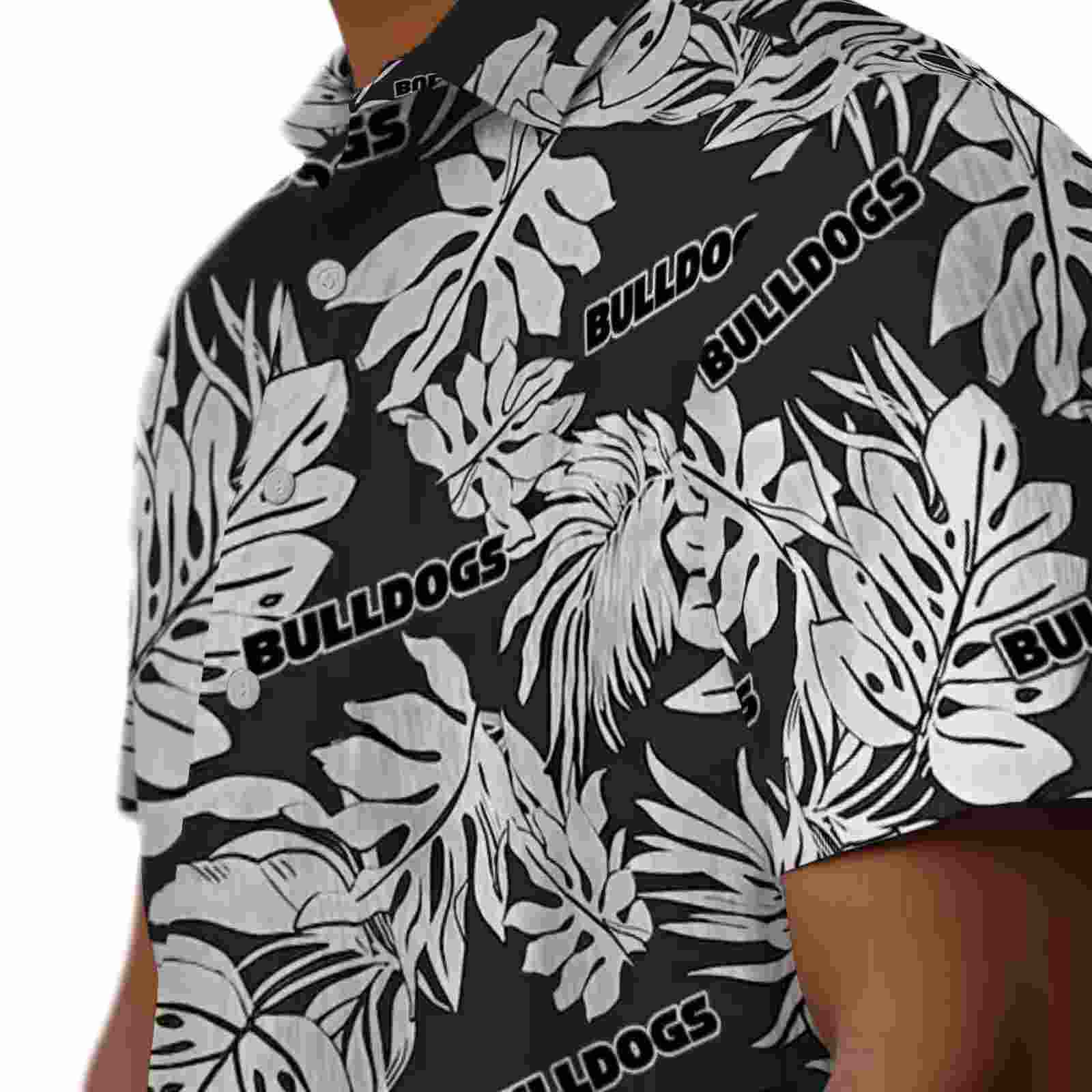 georgia bulldogs monstera leaf pattern black hawaiian shirt trendy