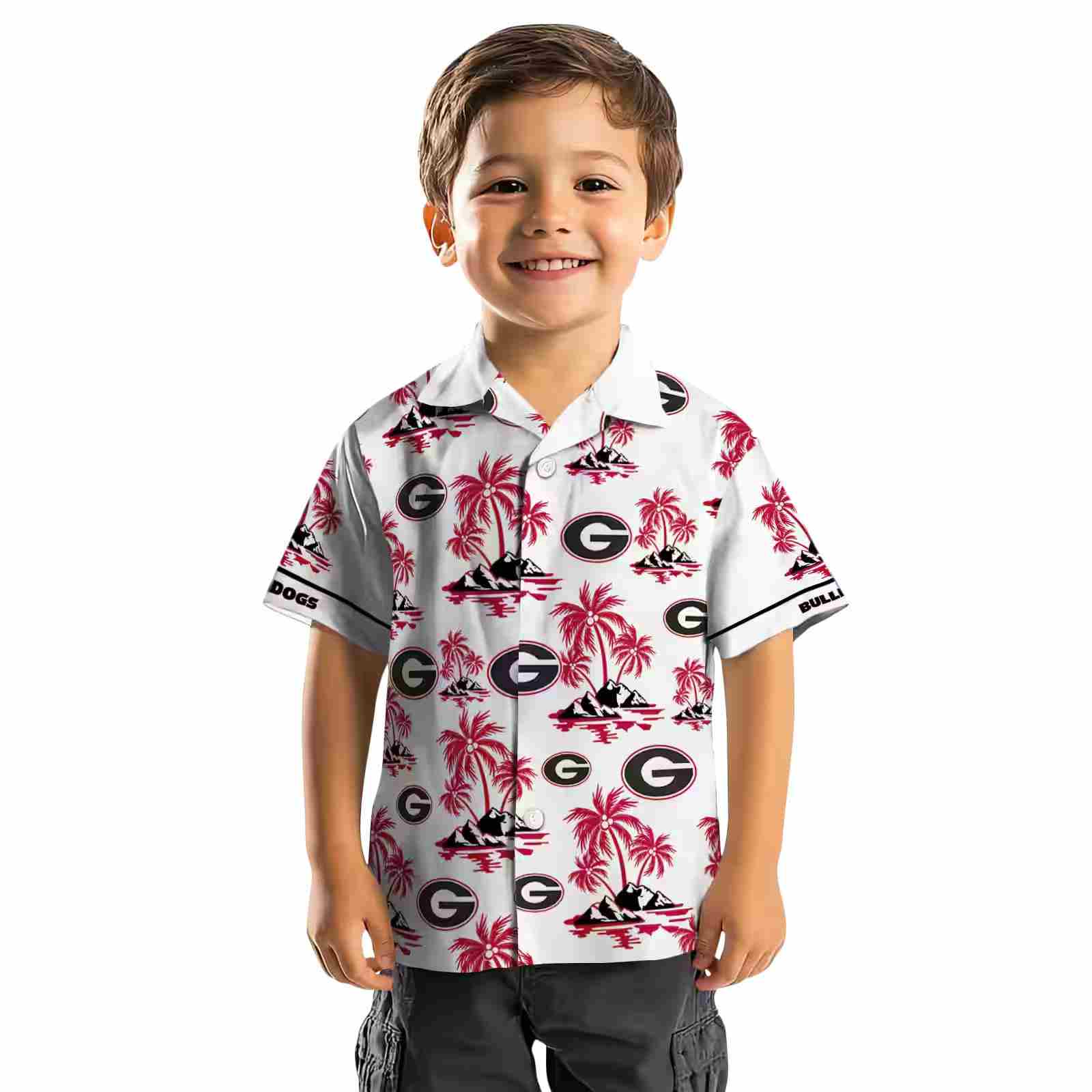 georgia bulldogs palm island print red white hawaiian shirt top rated