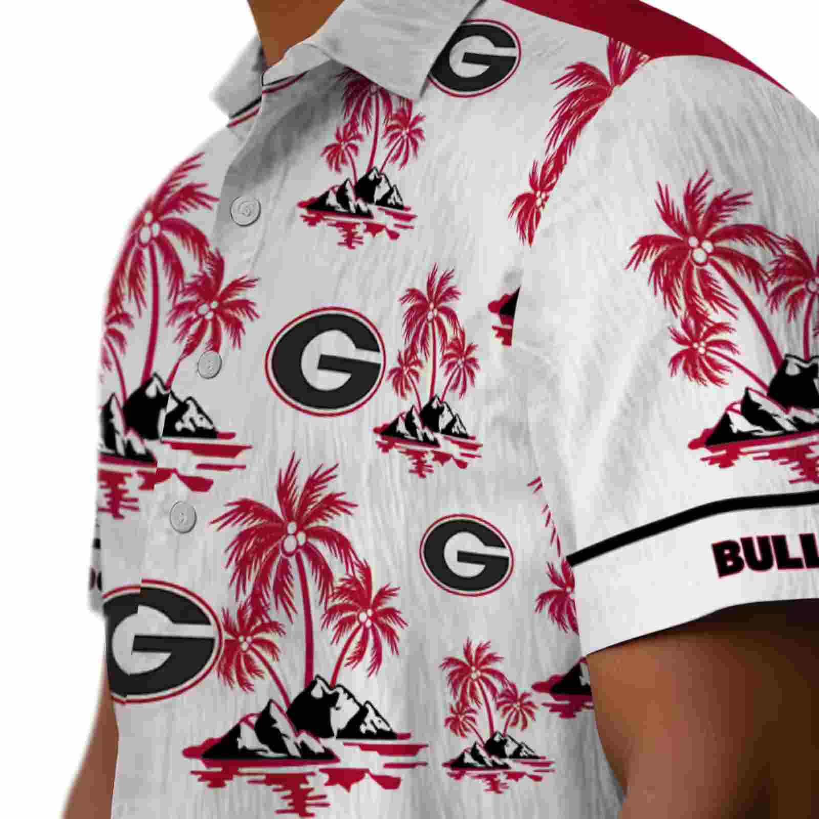 georgia bulldogs palm island print red white hawaiian shirt trendy