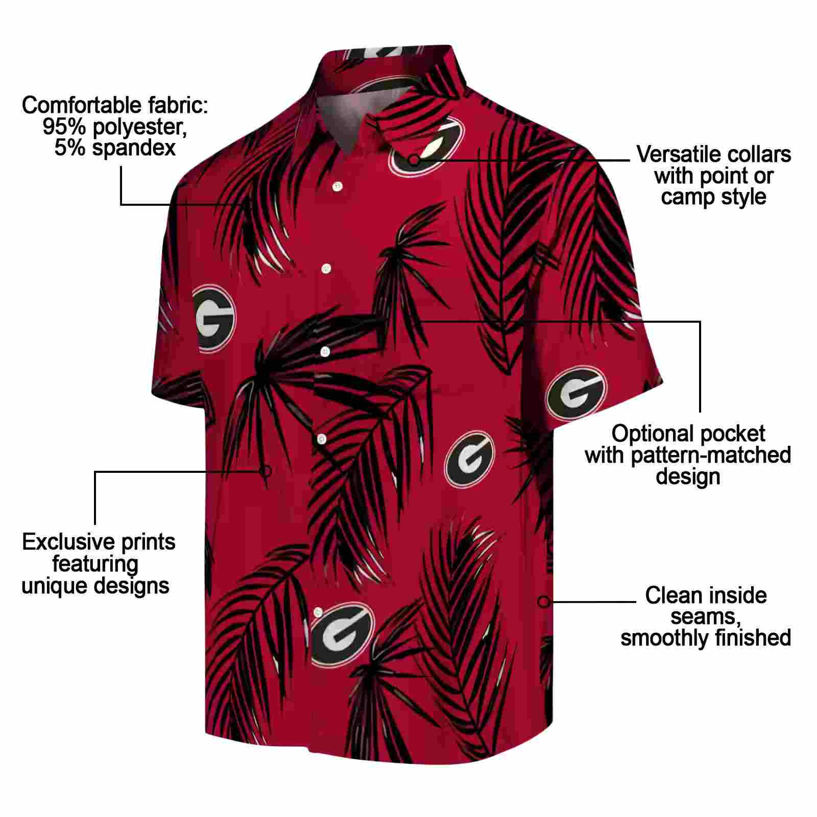 georgia bulldogs palm leaf red hawaiian shirt new arrival