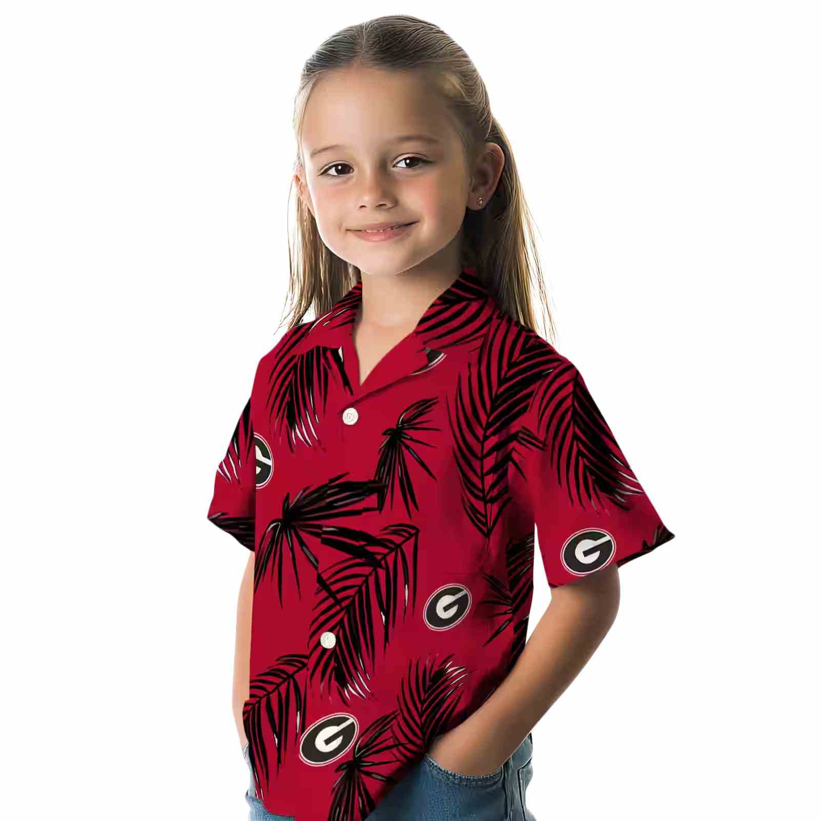 georgia bulldogs palm leaf red hawaiian shirt premium grade