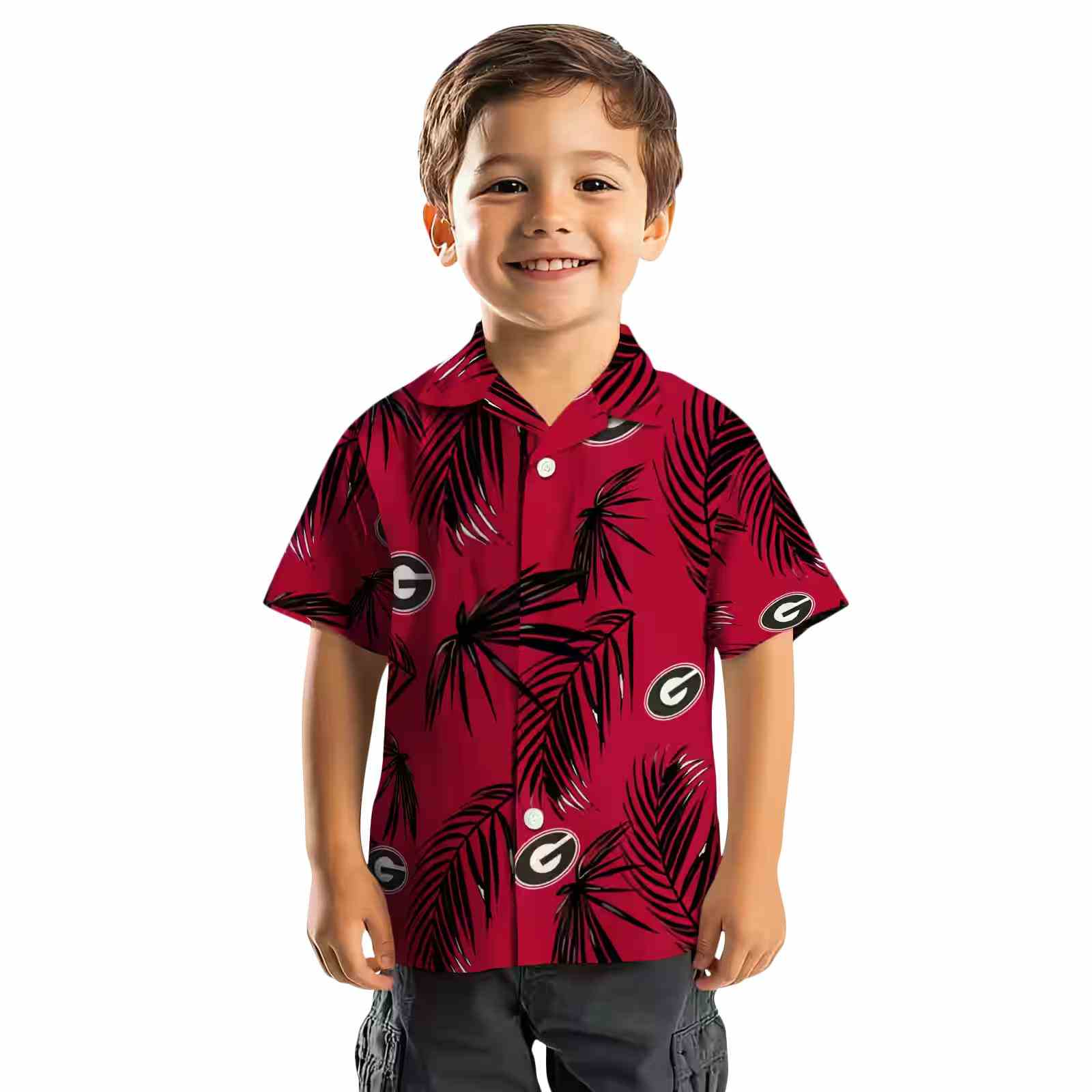 georgia bulldogs palm leaf red hawaiian shirt top rated