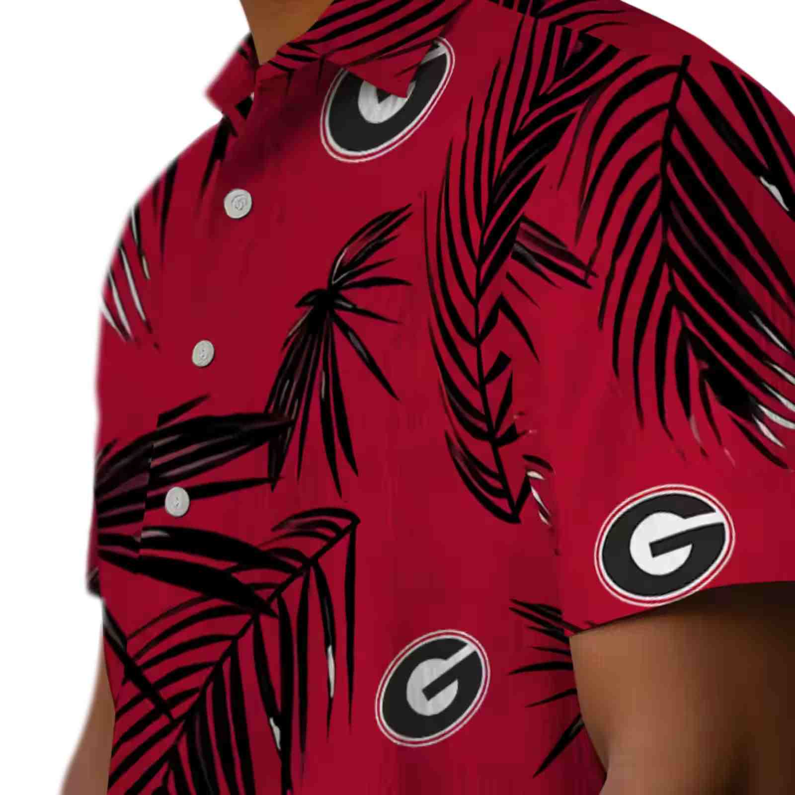 georgia bulldogs palm leaf red hawaiian shirt trendy