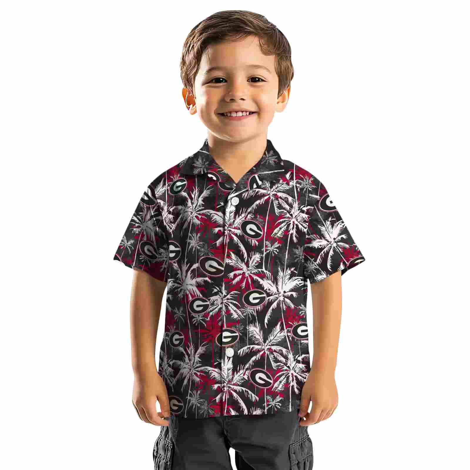 georgia bulldogs palm pattern red black hawaiian shirt top rated