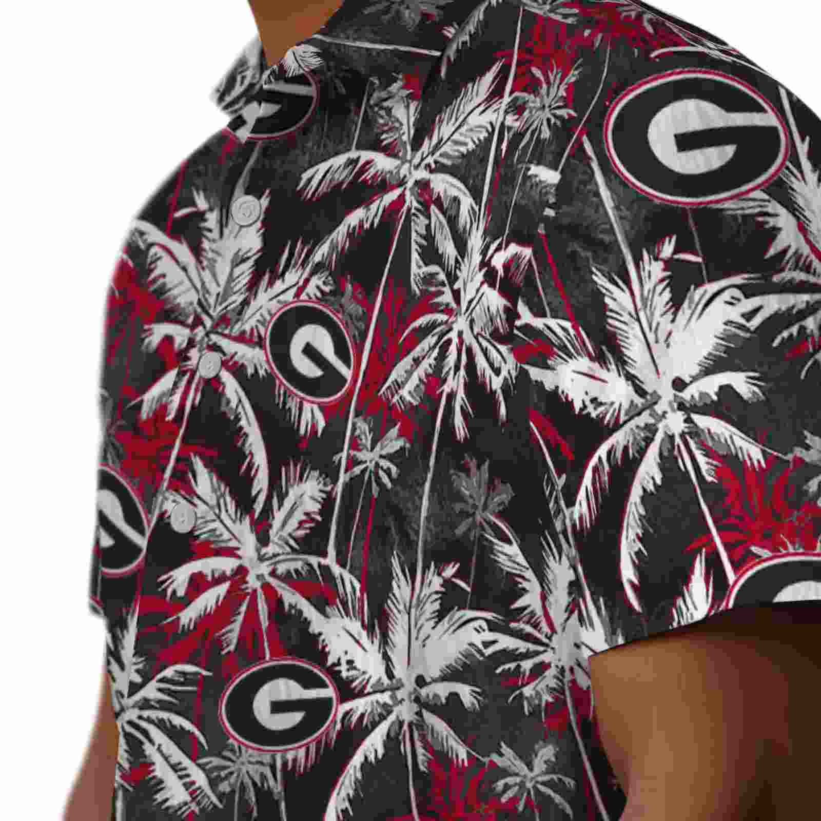 georgia bulldogs palm pattern red black hawaiian shirt trendy