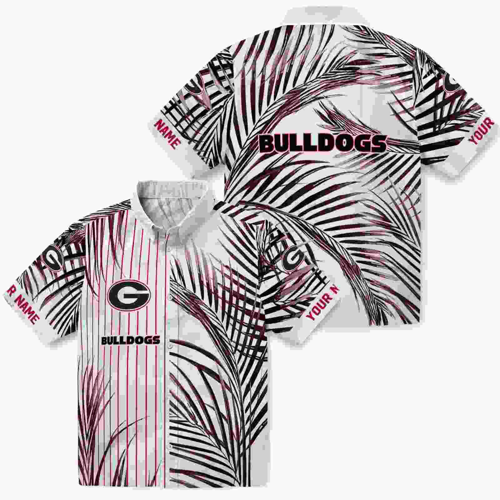 georgia bulldogs palm stripes red black white hawaiian shirt high quality