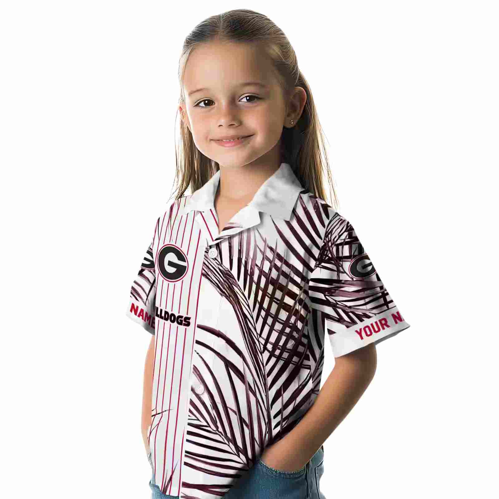 georgia bulldogs palm stripes red black white hawaiian shirt premium grade