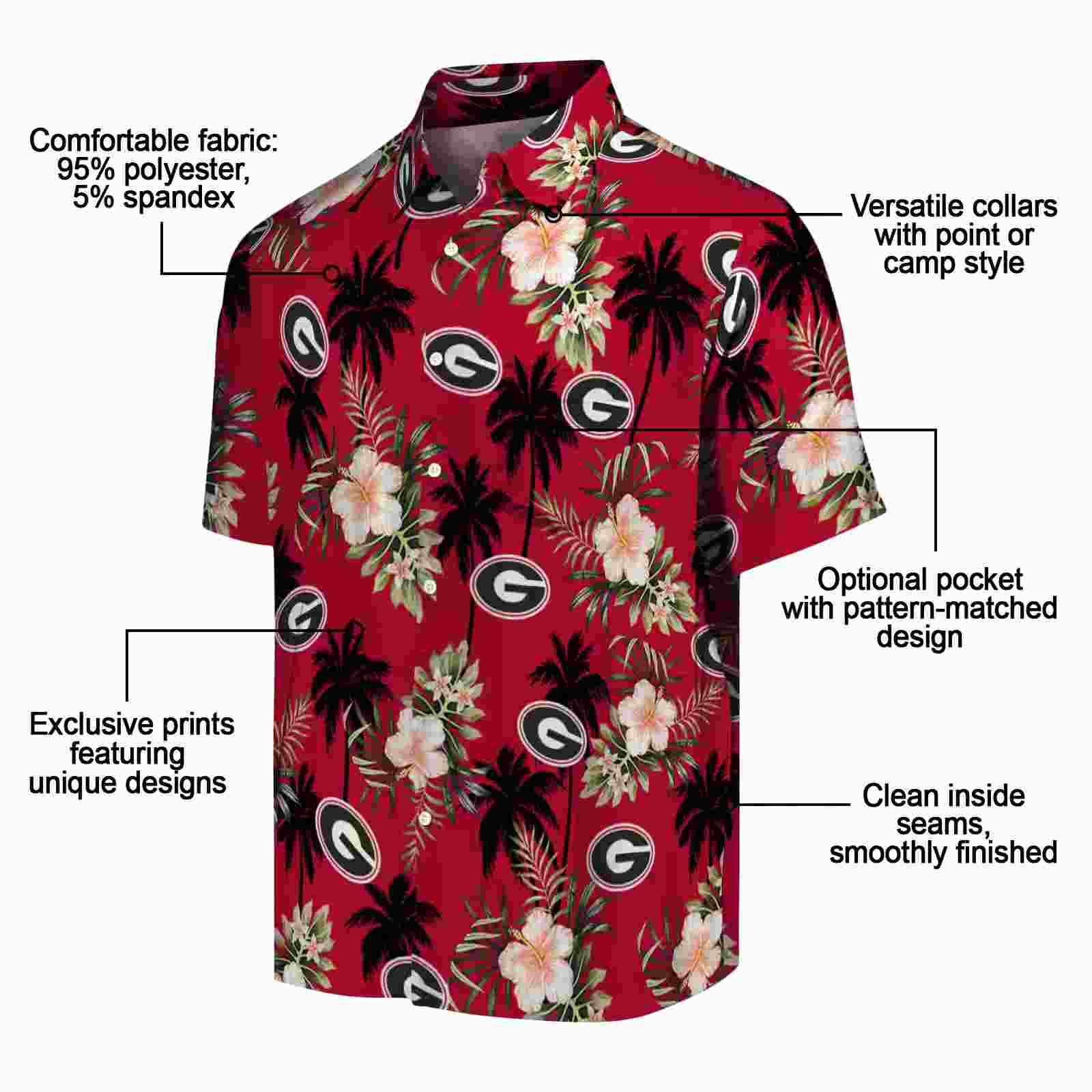 georgia bulldogs palm tree flower red hawaiian shirt new arrival