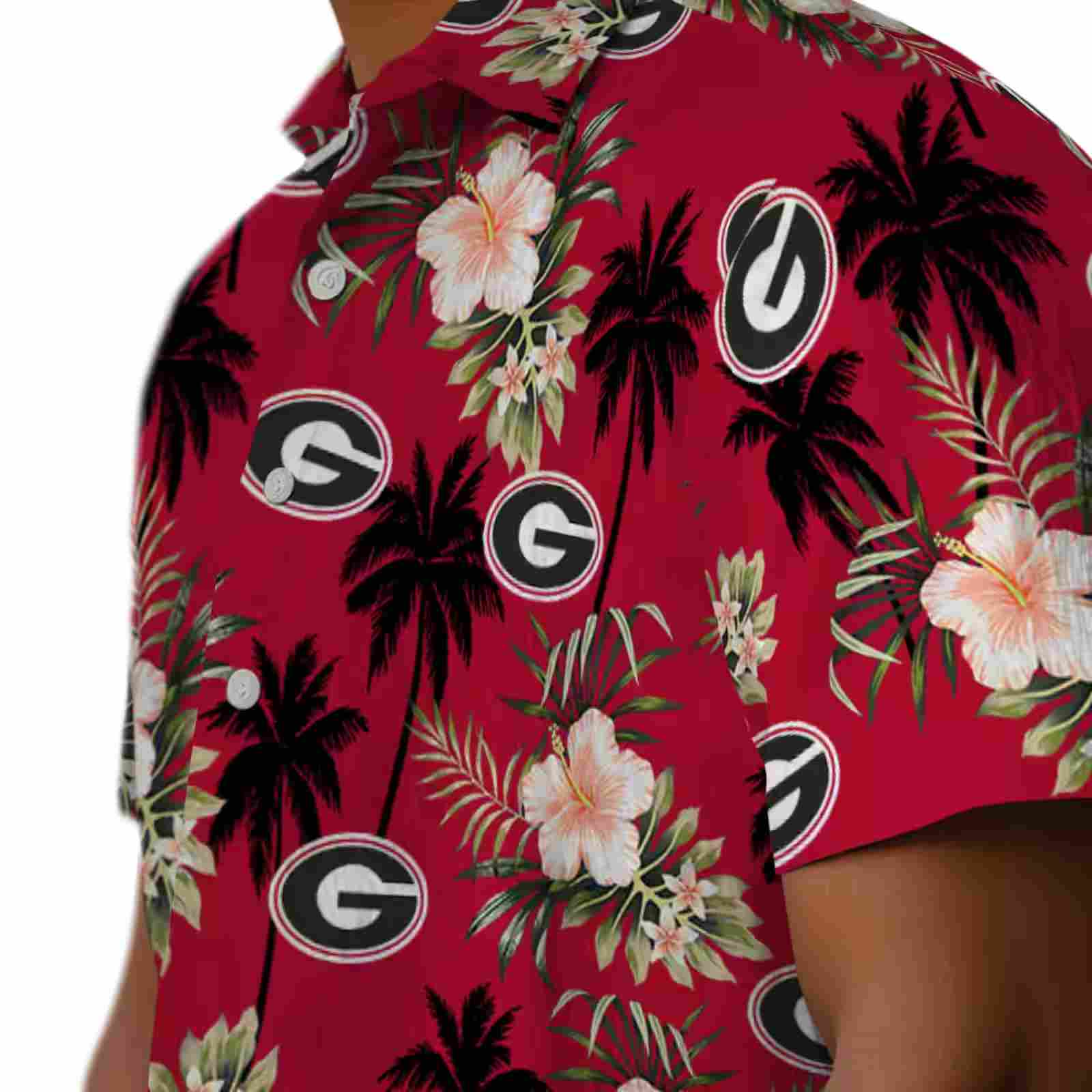 georgia bulldogs palm tree flower red hawaiian shirt trendy