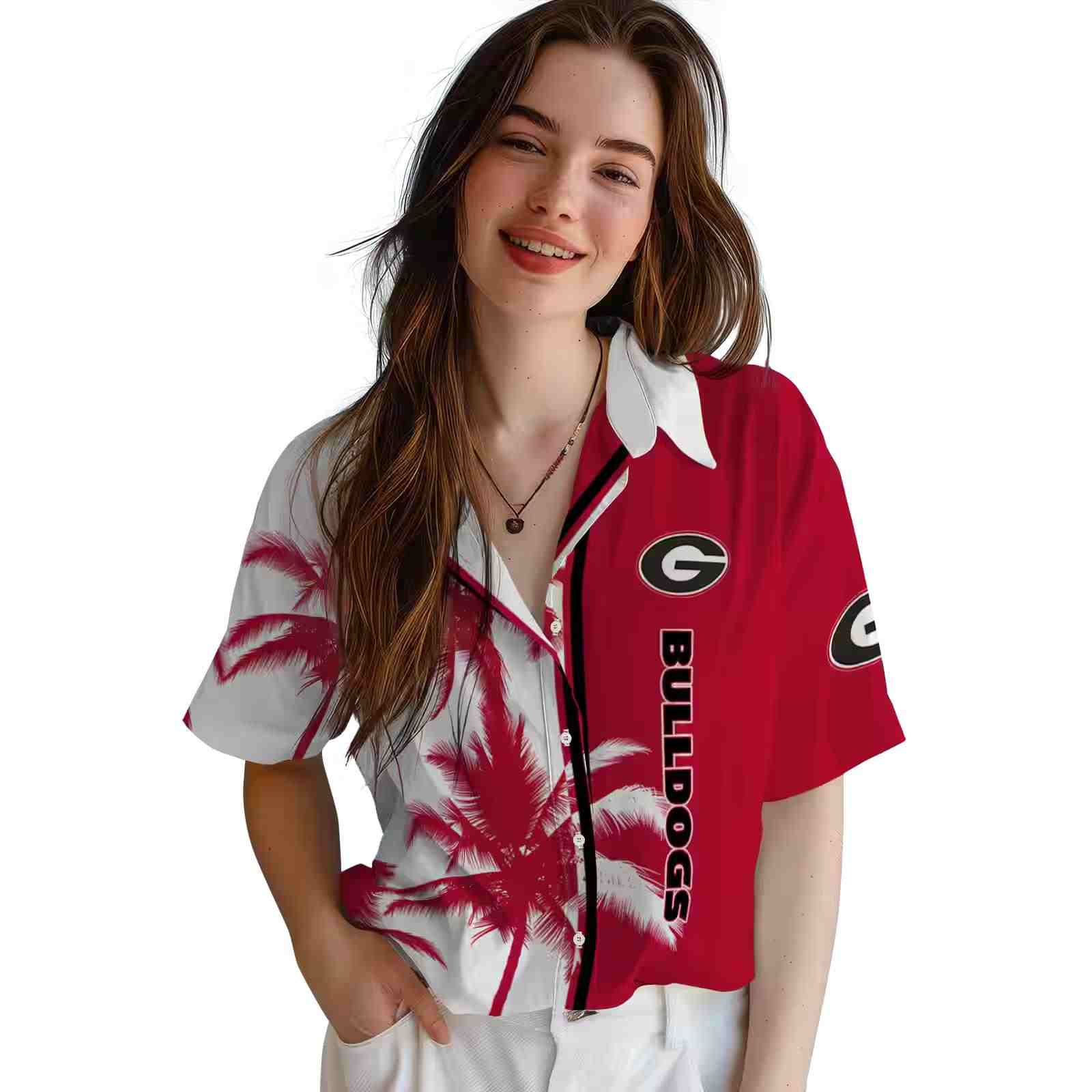 georgia bulldogs palm trees red white hawaiian shirt latest model