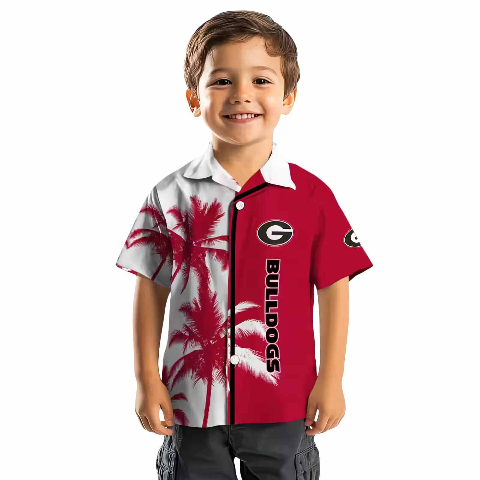 georgia bulldogs palm trees red white hawaiian shirt top rated