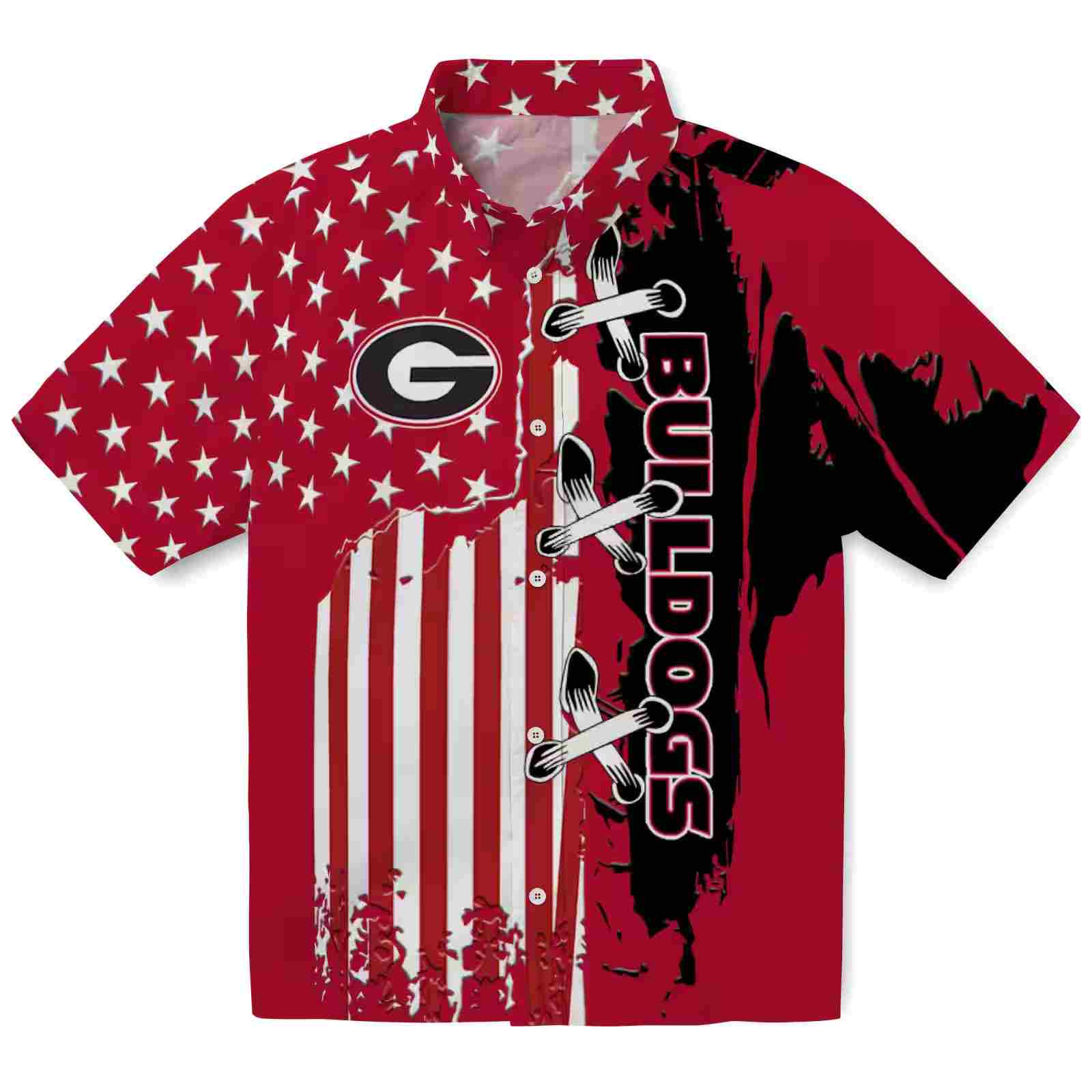 Georgia Bulldogs Stitched Flag Red Hawaiian Shirt