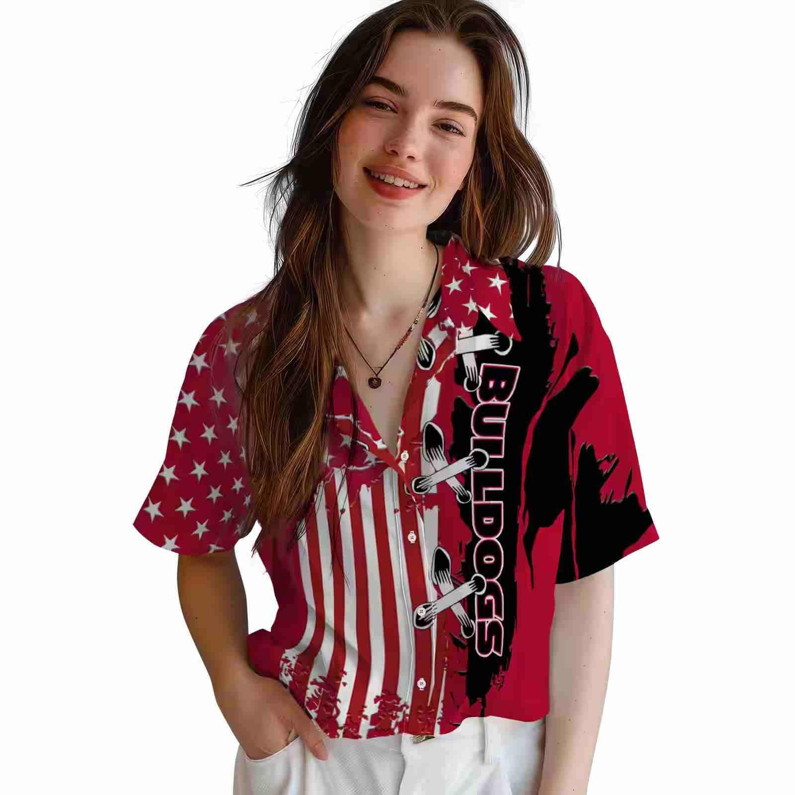 georgia bulldogs stitched flag red hawaiian shirt latest model