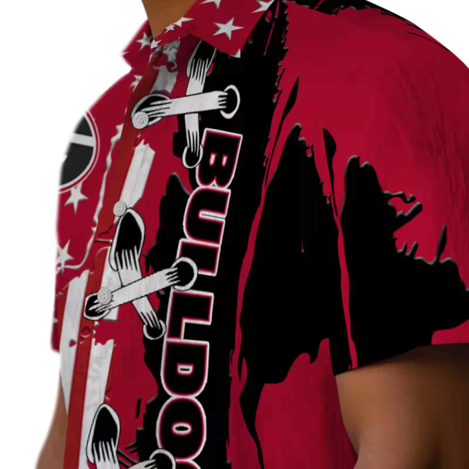 georgia bulldogs stitched flag red hawaiian shirt trendy